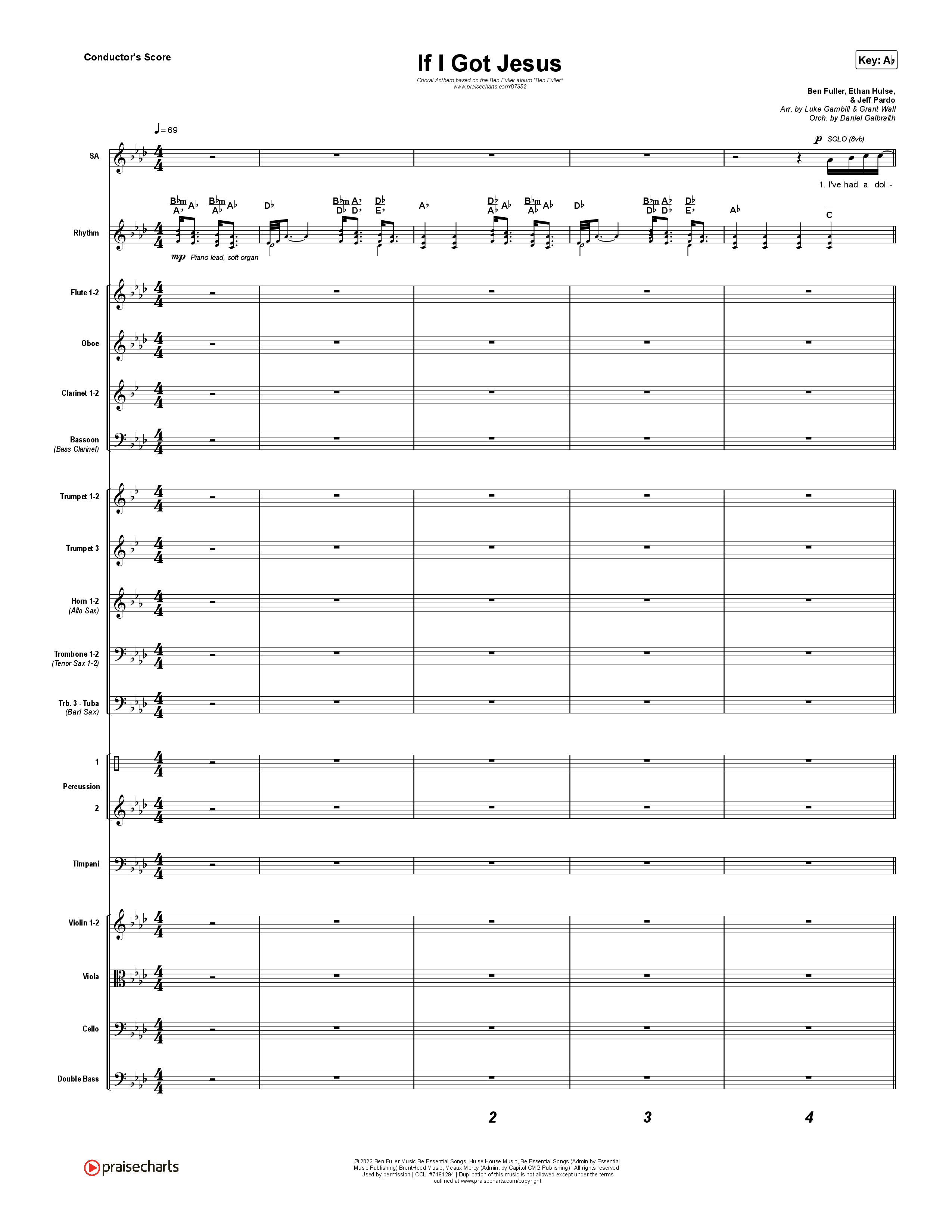 If I Got Jesus (Choral Anthem SATB) Orchestration (Ben Fuller / Arr. Luke Gambill)