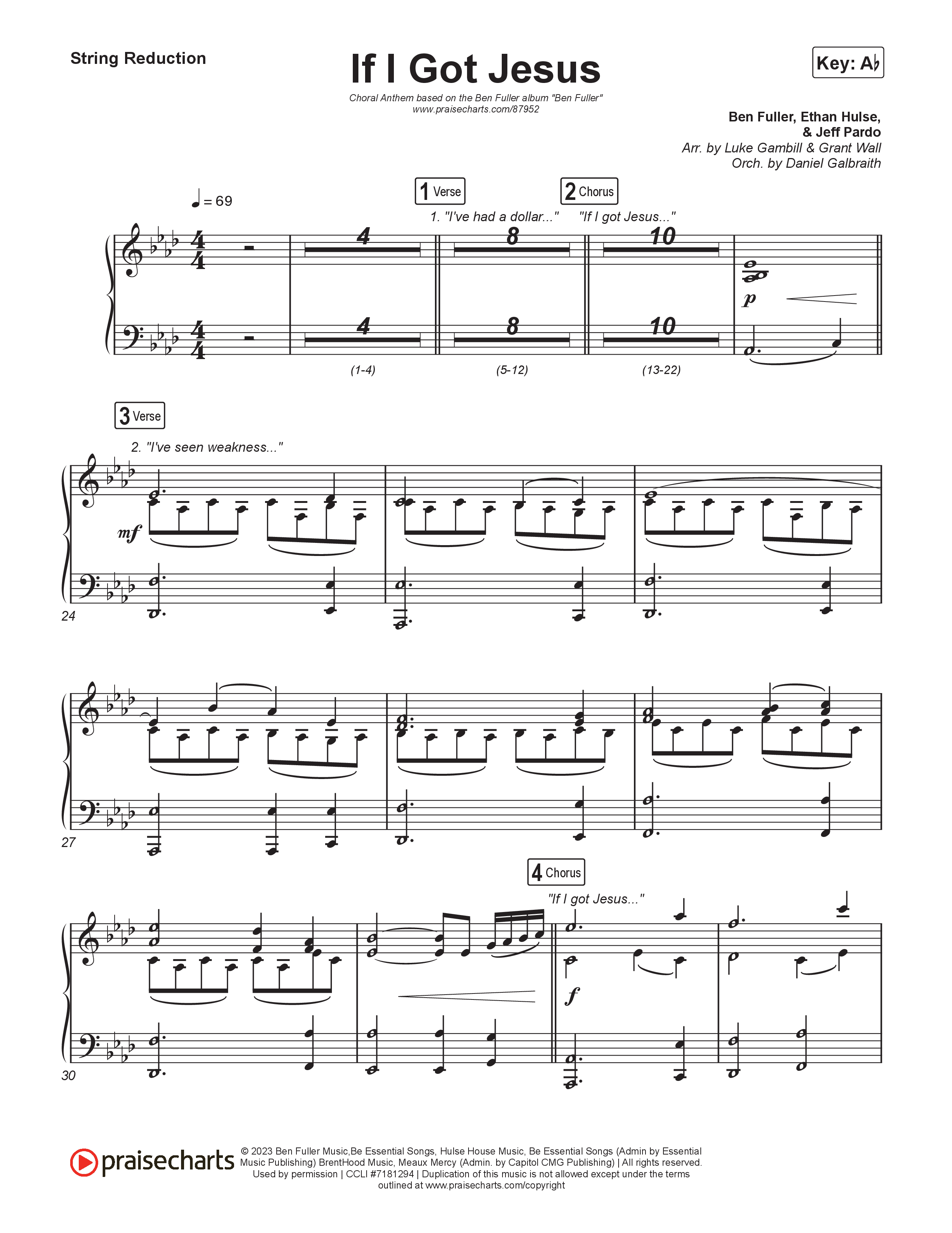 If I Got Jesus (Choral Anthem SATB) String Reduction (Ben Fuller / Arr. Luke Gambill)