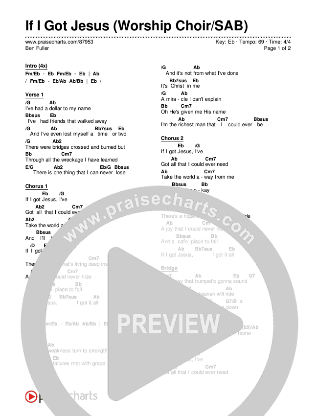 If I Got Jesus (Worship Choir/SAB) Chords & Lyrics (Ben Fuller / Arr. Luke Gambill)