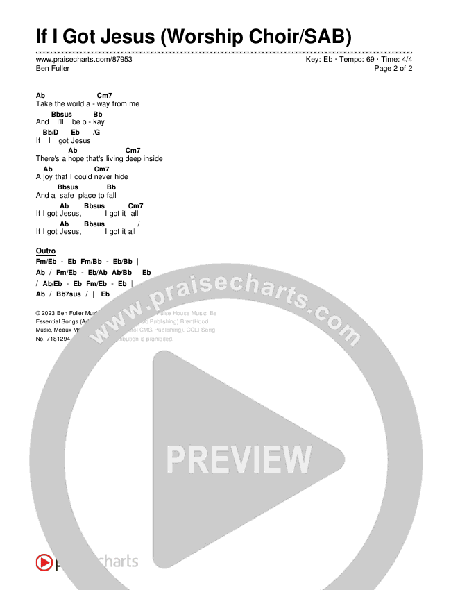 If I Got Jesus (Worship Choir/SAB) Chords & Lyrics (Ben Fuller / Arr. Luke Gambill)