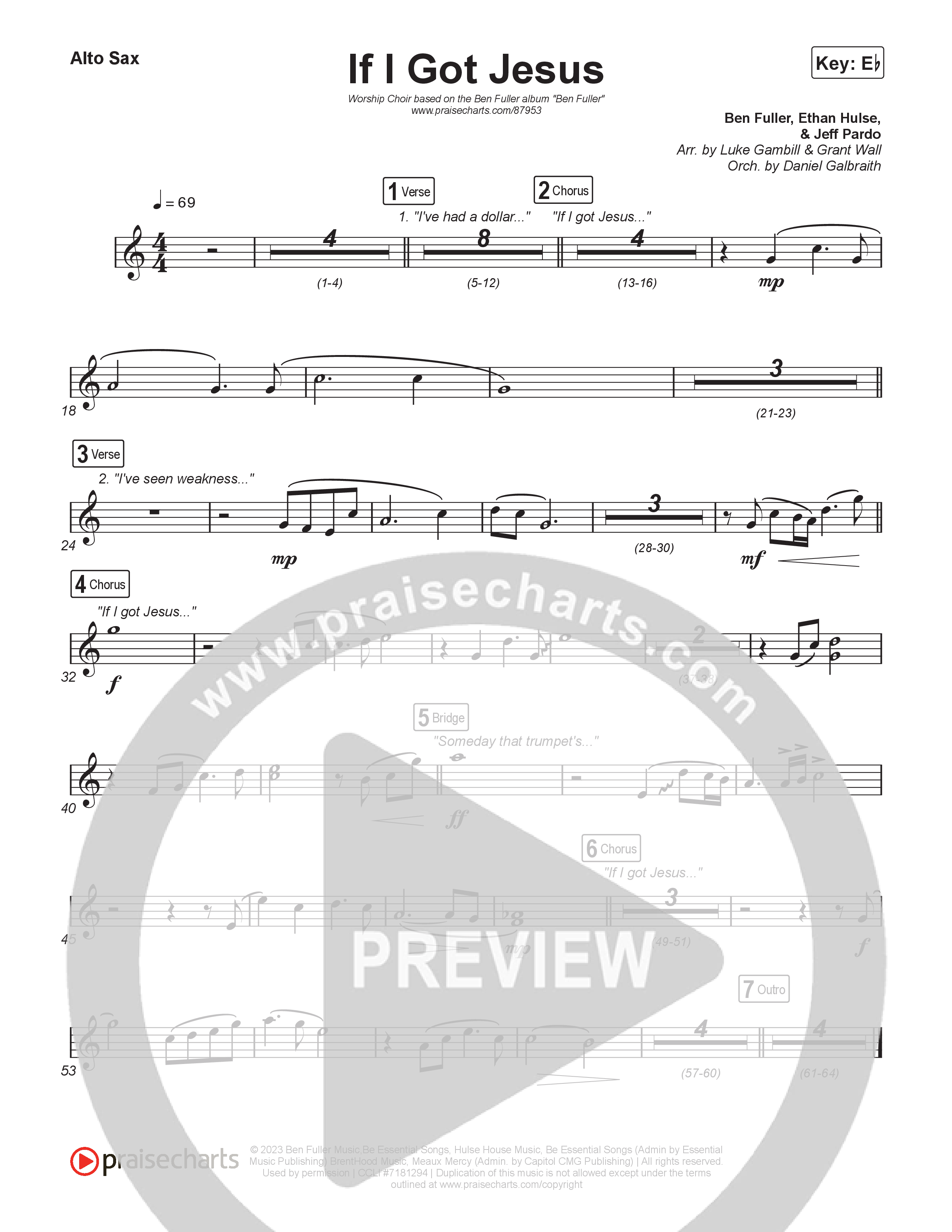 If I Got Jesus (Worship Choir/SAB) Sax Pack (Ben Fuller / Arr. Luke Gambill)