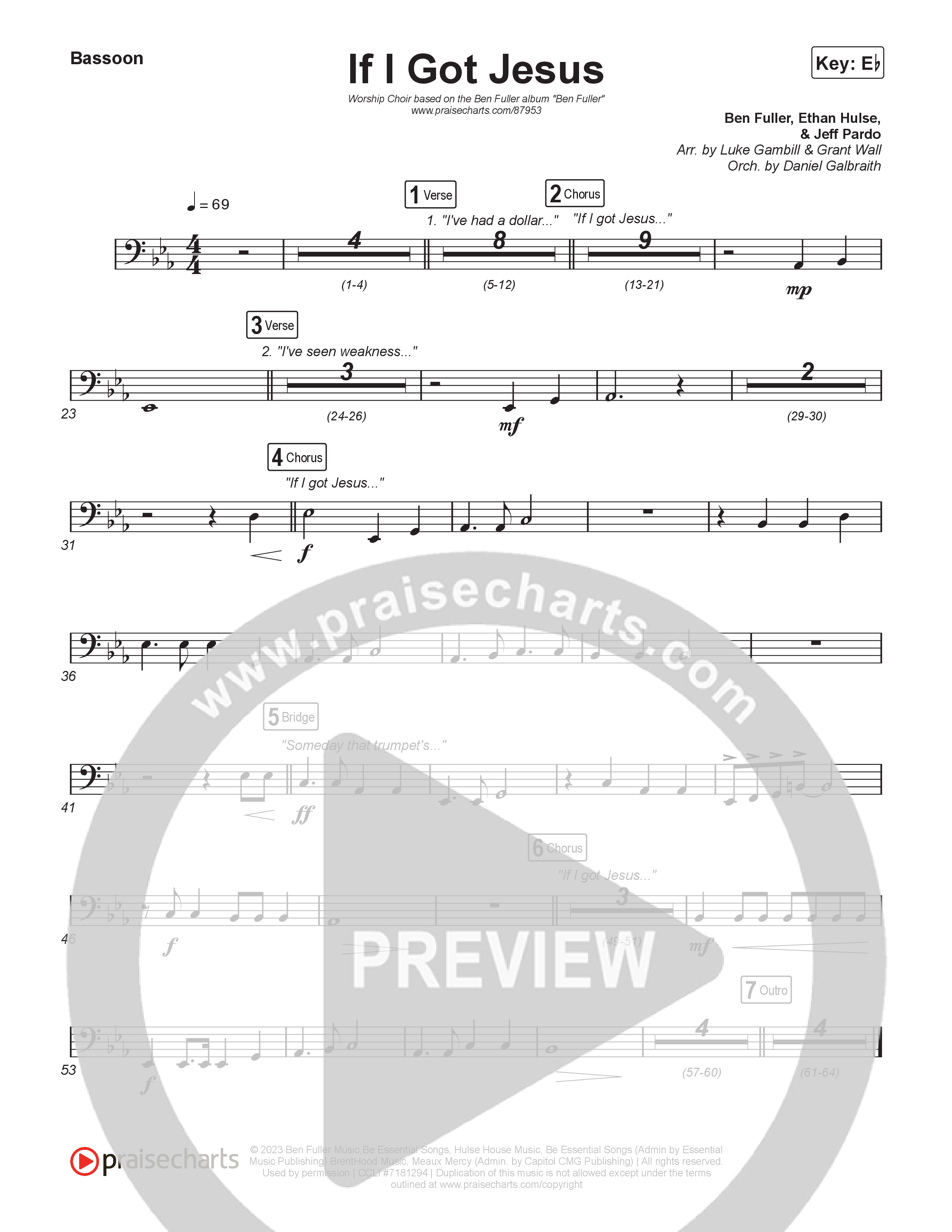 If I Got Jesus (Worship Choir/SAB) Bassoon (Ben Fuller / Arr. Luke Gambill)