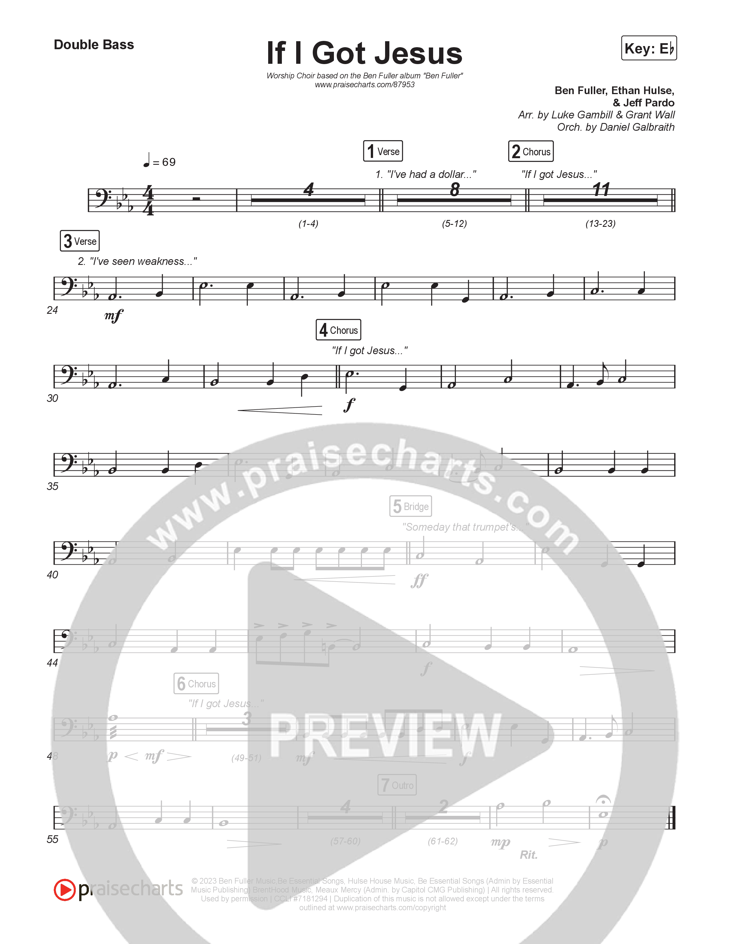 If I Got Jesus (Worship Choir/SAB) Double Bass (Ben Fuller / Arr. Luke Gambill)