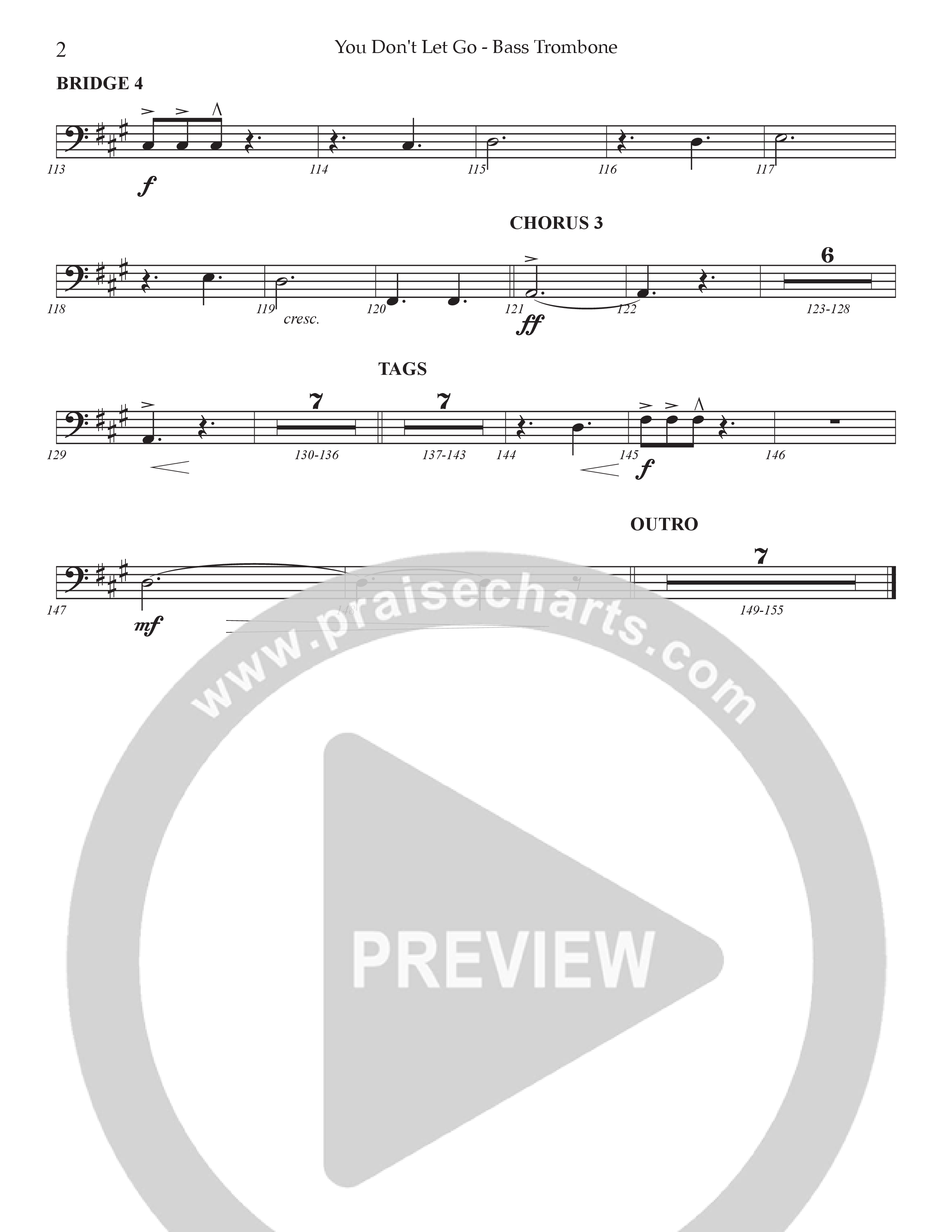You Don't Let Go (Choral Anthem SATB) Bass Trombone (Prestonwood Worship / Arr. Jonathan Walker)