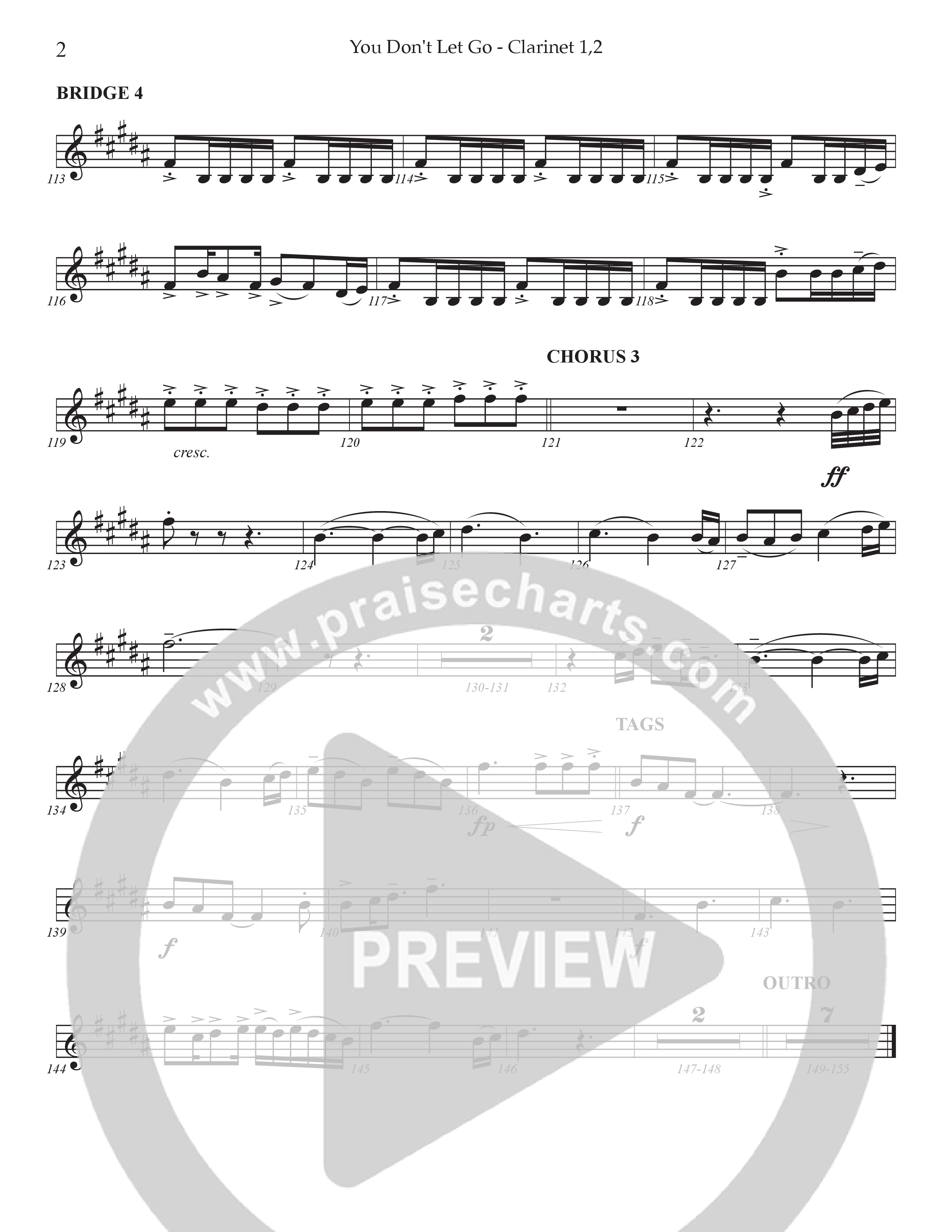 You Don't Let Go (Choral Anthem SATB) Clarinet 1/2 (Prestonwood Worship / Arr. Jonathan Walker)