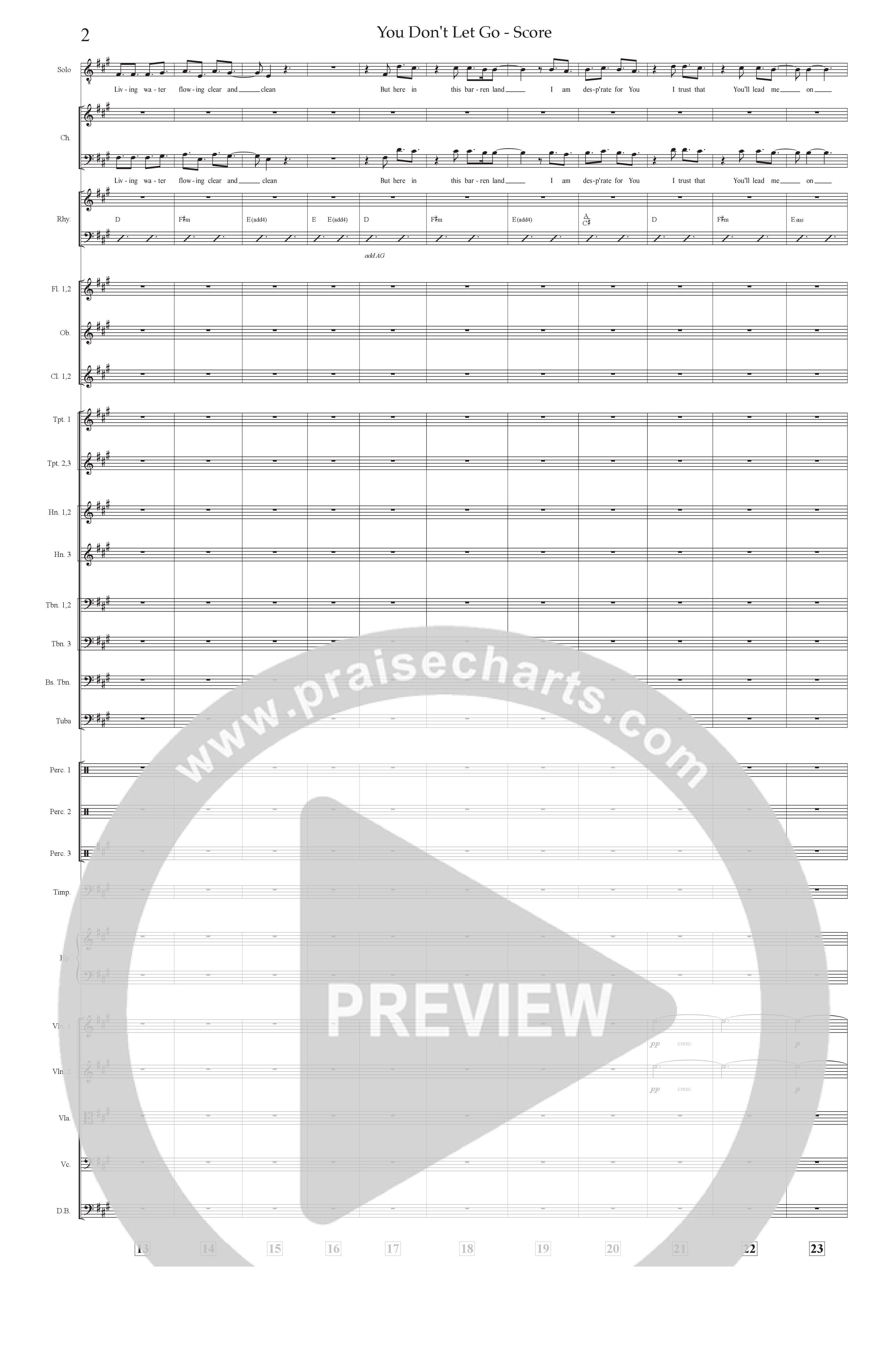 You Don't Let Go (Choral Anthem SATB) Conductor's Score (Prestonwood Worship / Arr. Jonathan Walker)