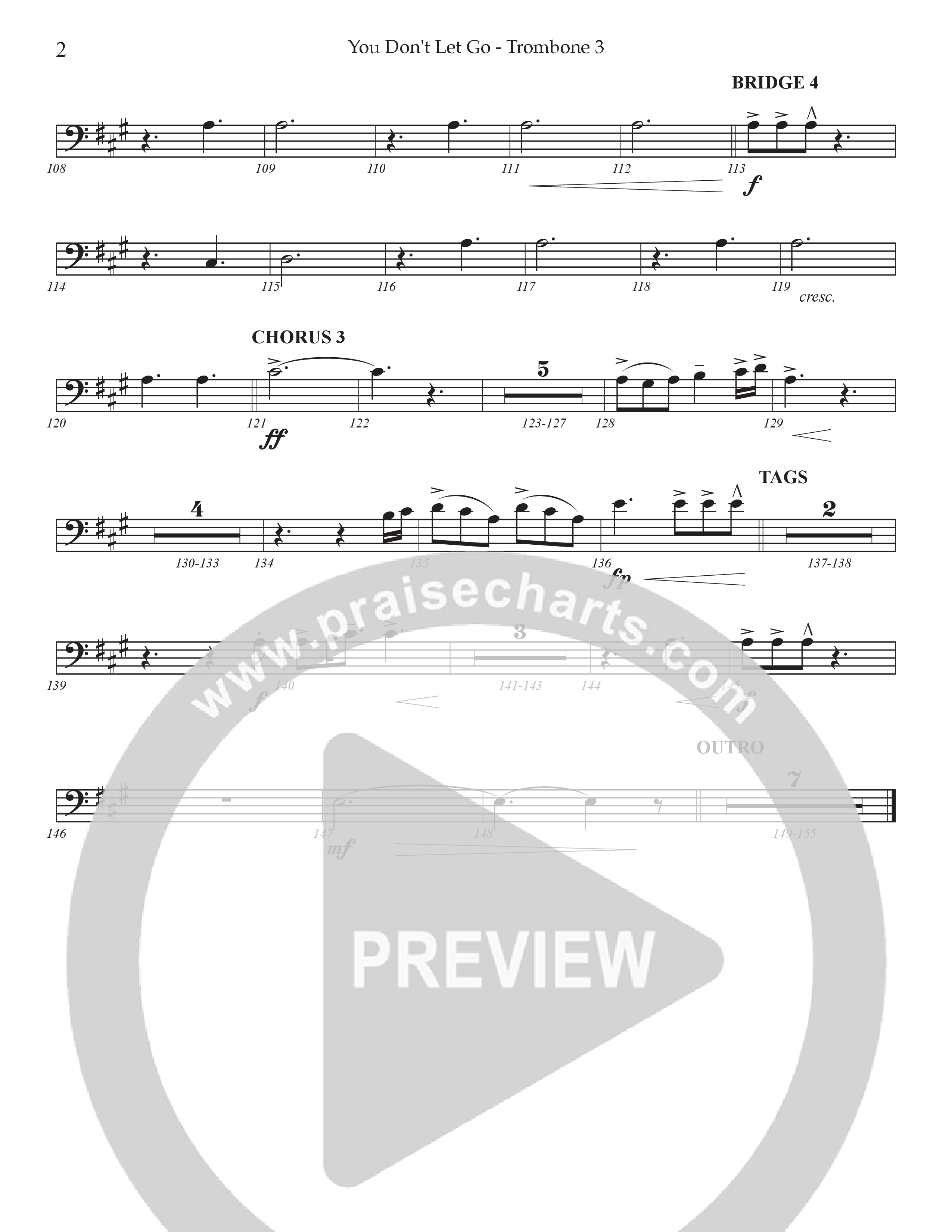 You Don't Let Go (Choral Anthem SATB) Trombone 3 (Prestonwood Worship / Arr. Jonathan Walker)