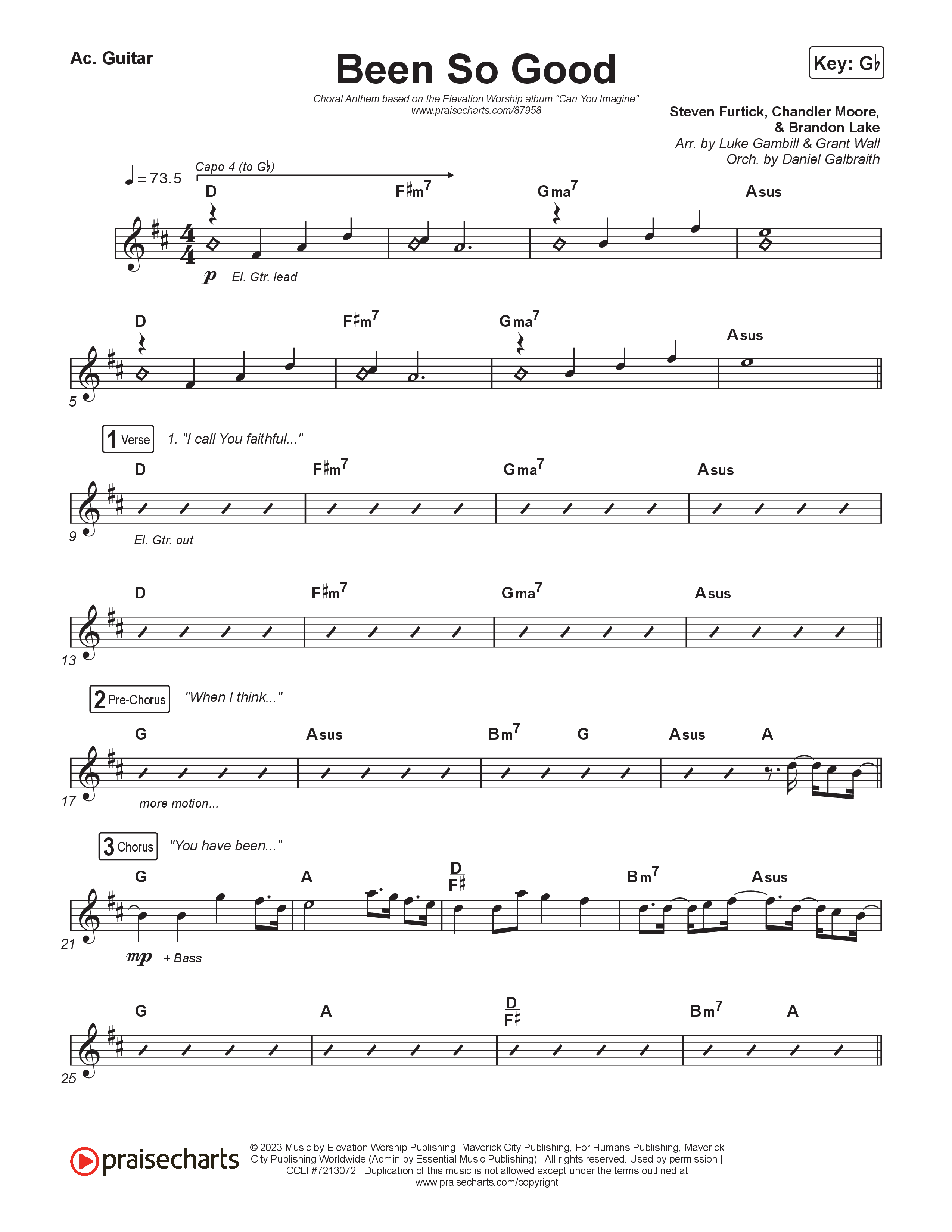 Been So Good (Choral Anthem SATB) Acoustic Guitar (Elevation Worship / Tiffany Hudson / Arr. Luke Gambill)