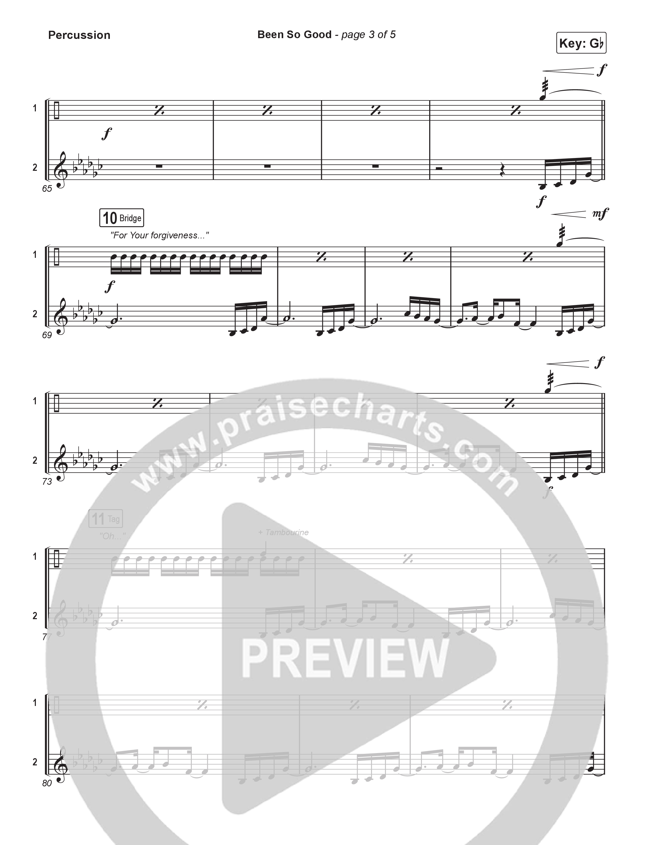 Been So Good (Choral Anthem SATB) Percussion (Elevation Worship / Tiffany Hudson / Arr. Luke Gambill)