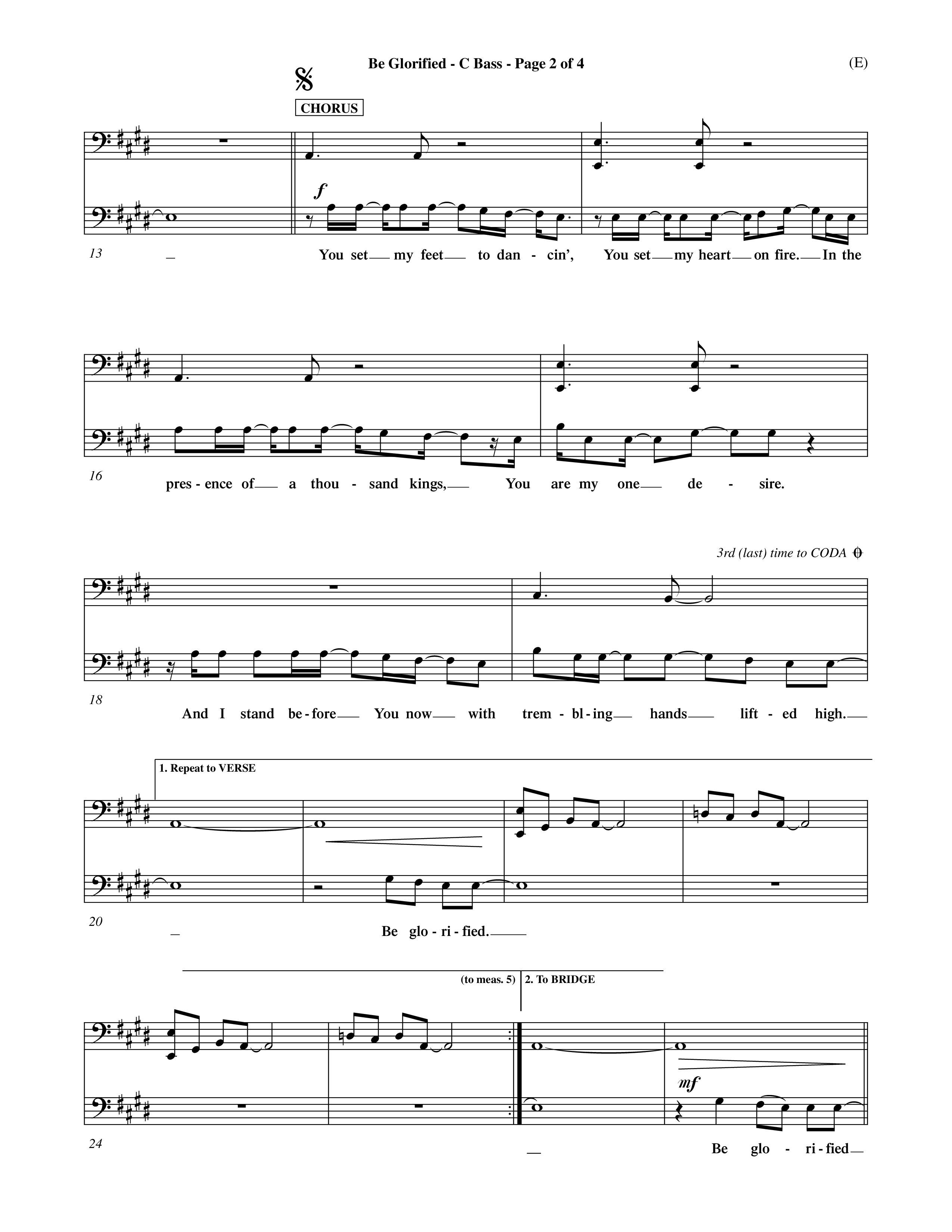 Be Glorified (Choral Anthem SATB) Contrabass (Word Music Choral / Orch. Dave Williamson)