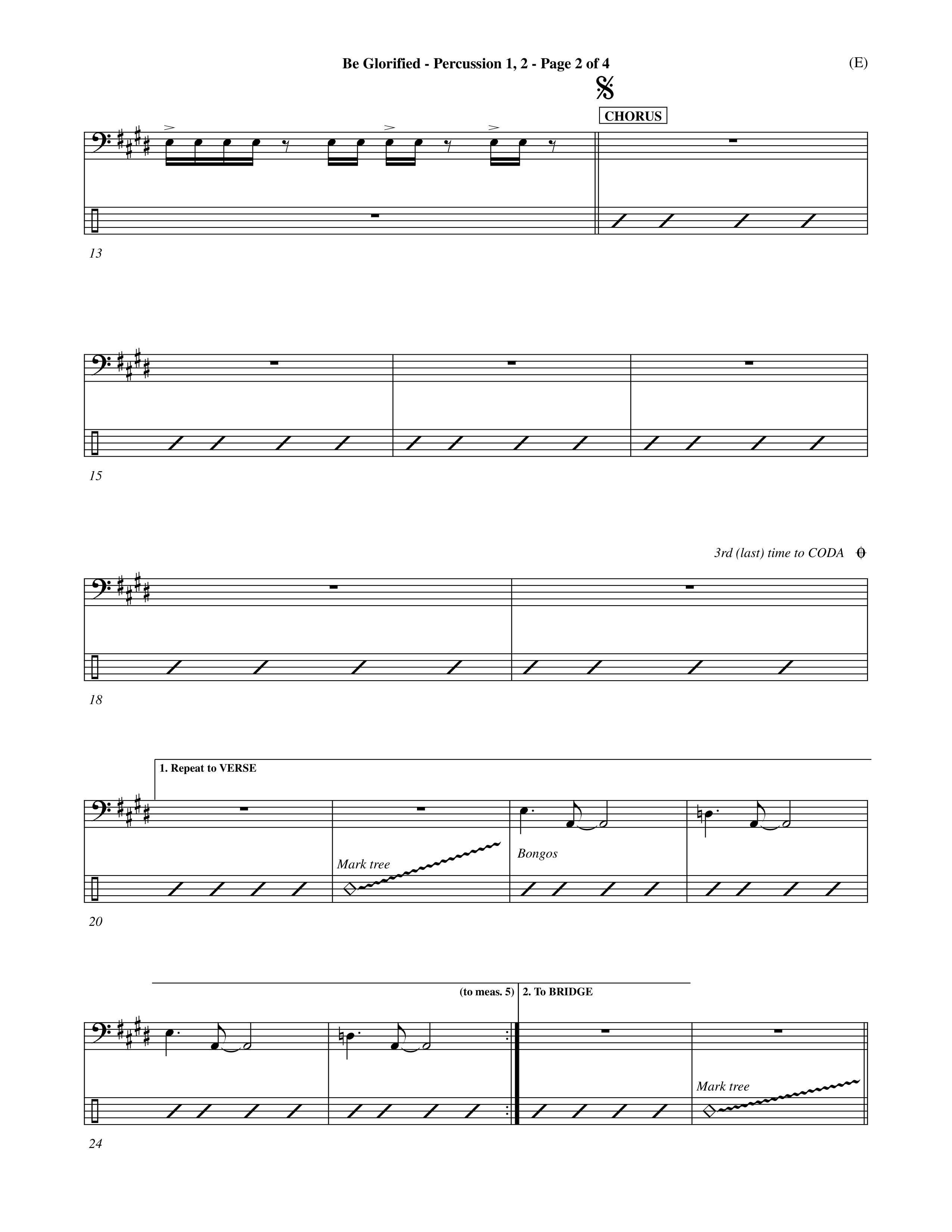 Be Glorified (Choral Anthem SATB) Percussion 1/2 (Word Music Choral / Orch. Dave Williamson)