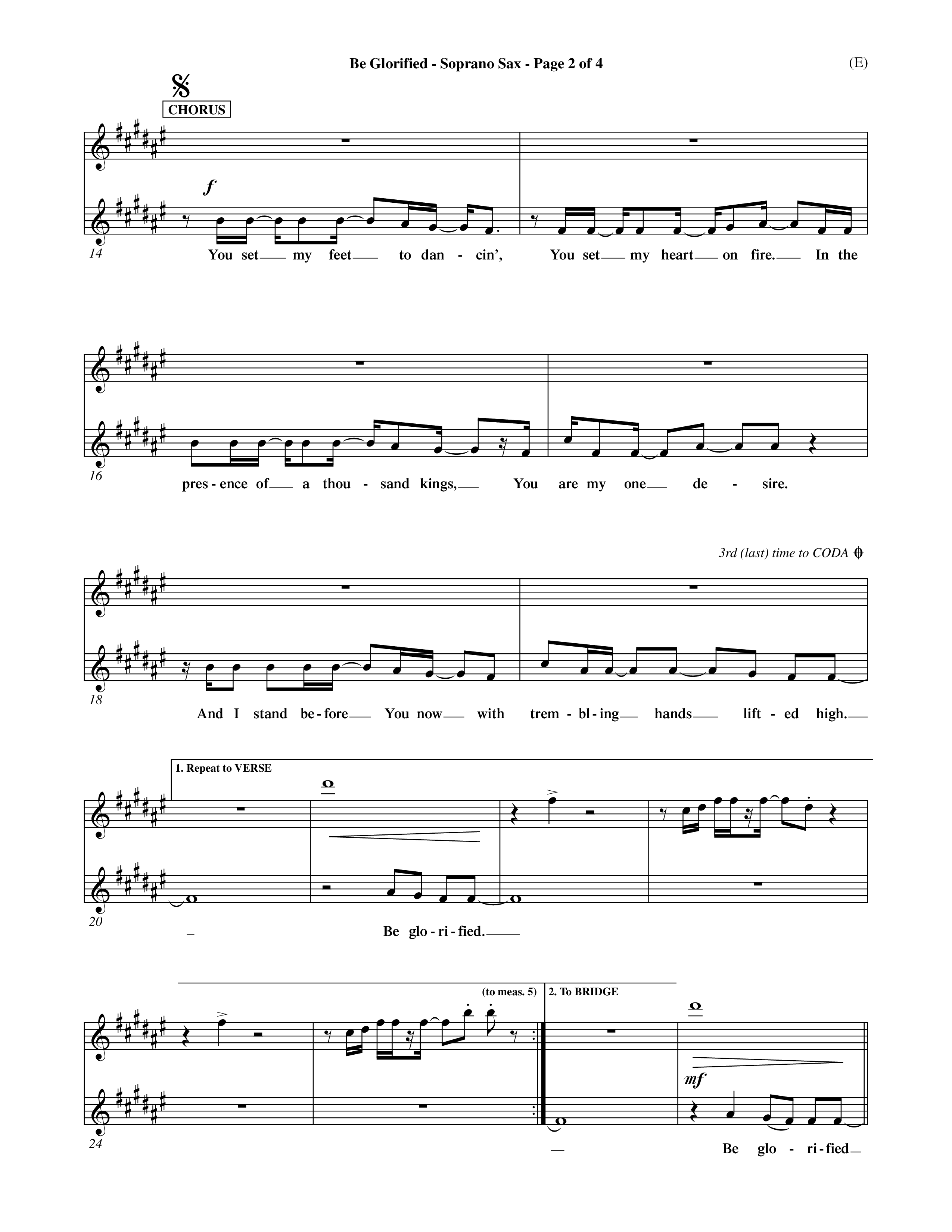 Be Glorified (Choral Anthem SATB) Saxophone (Word Music Choral / Orch. Dave Williamson)