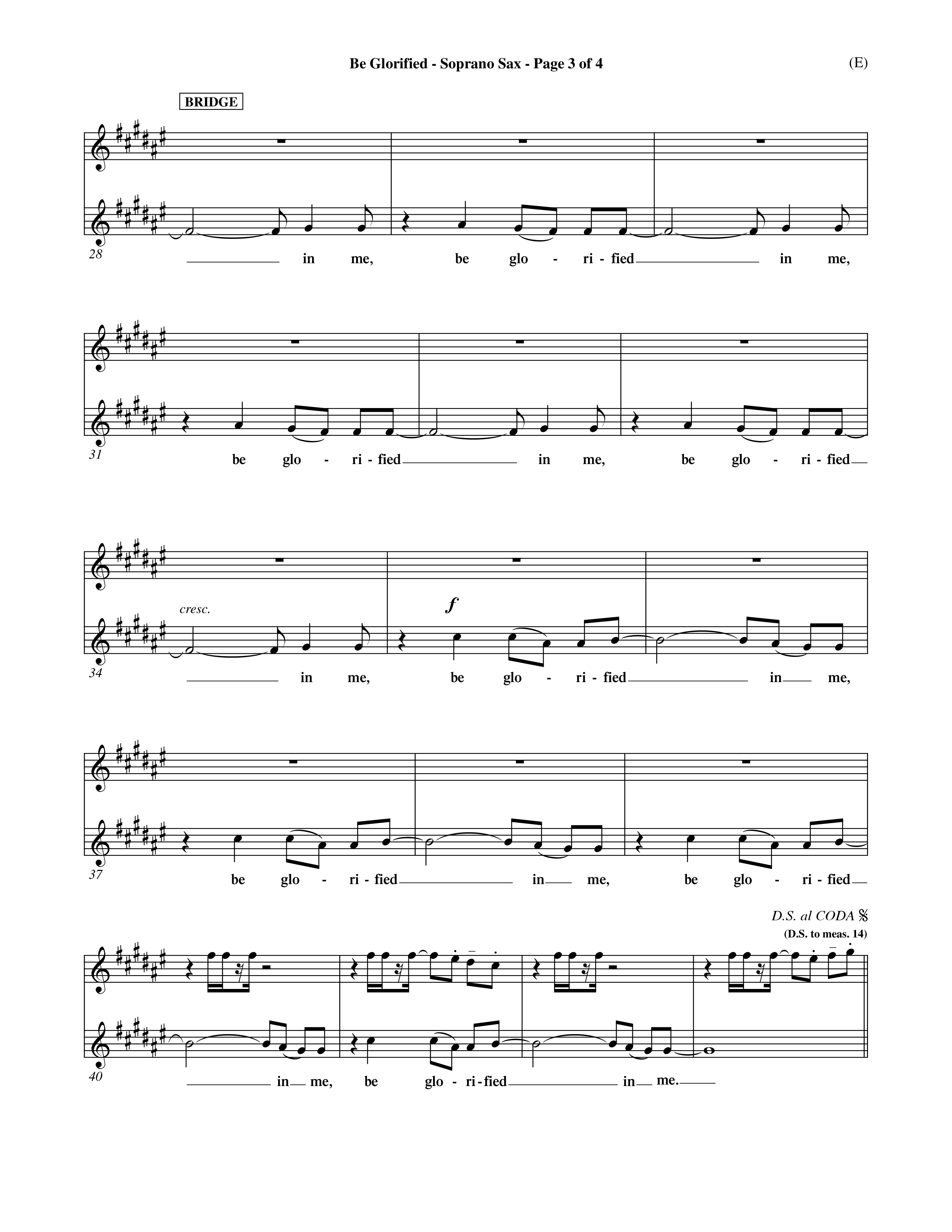 Be Glorified (Choral Anthem SATB) Saxophone (Word Music Choral / Orch. Dave Williamson)