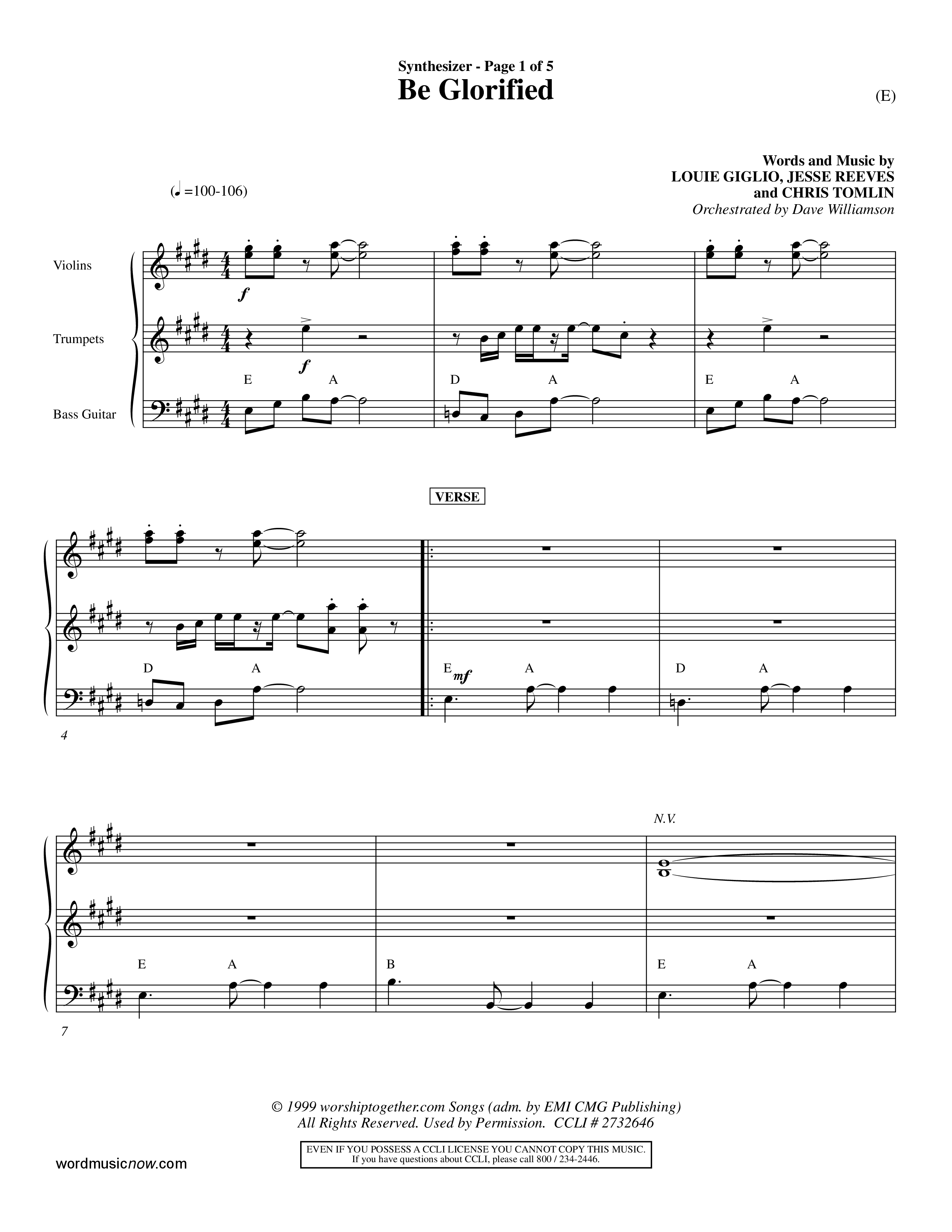 Be Glorified (Choral Anthem SATB) Synth (Word Music Choral / Orch. Dave Williamson)