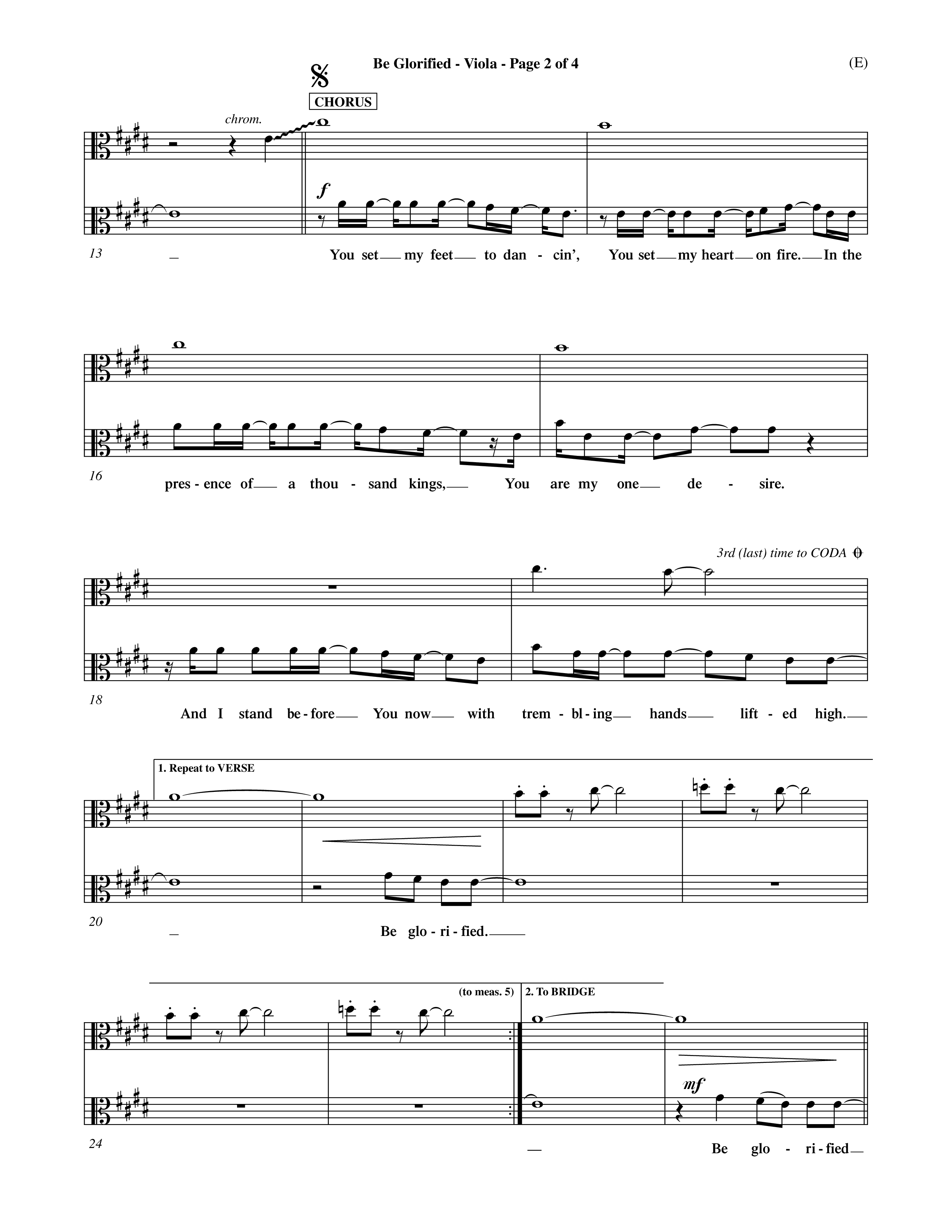 Be Glorified (Choral Anthem SATB) Viola (Word Music Choral / Orch. Dave Williamson)