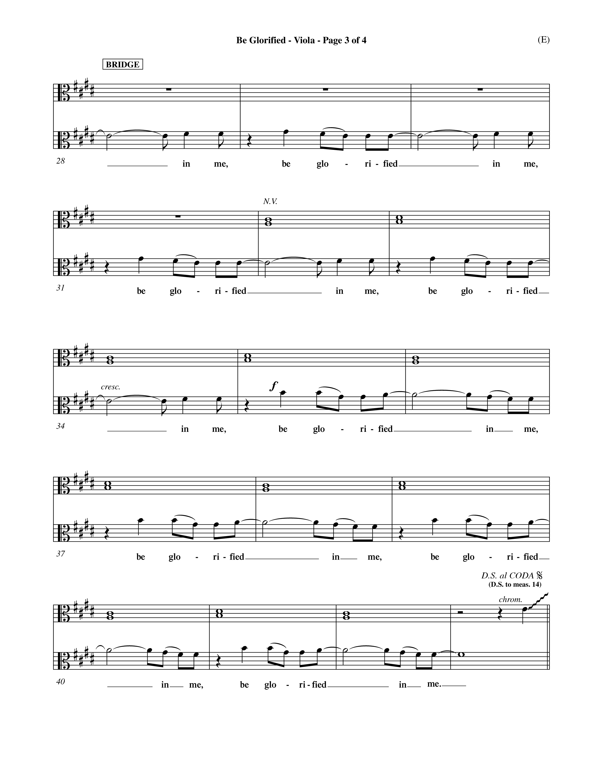 Be Glorified (Choral Anthem SATB) Viola (Word Music Choral / Orch. Dave Williamson)