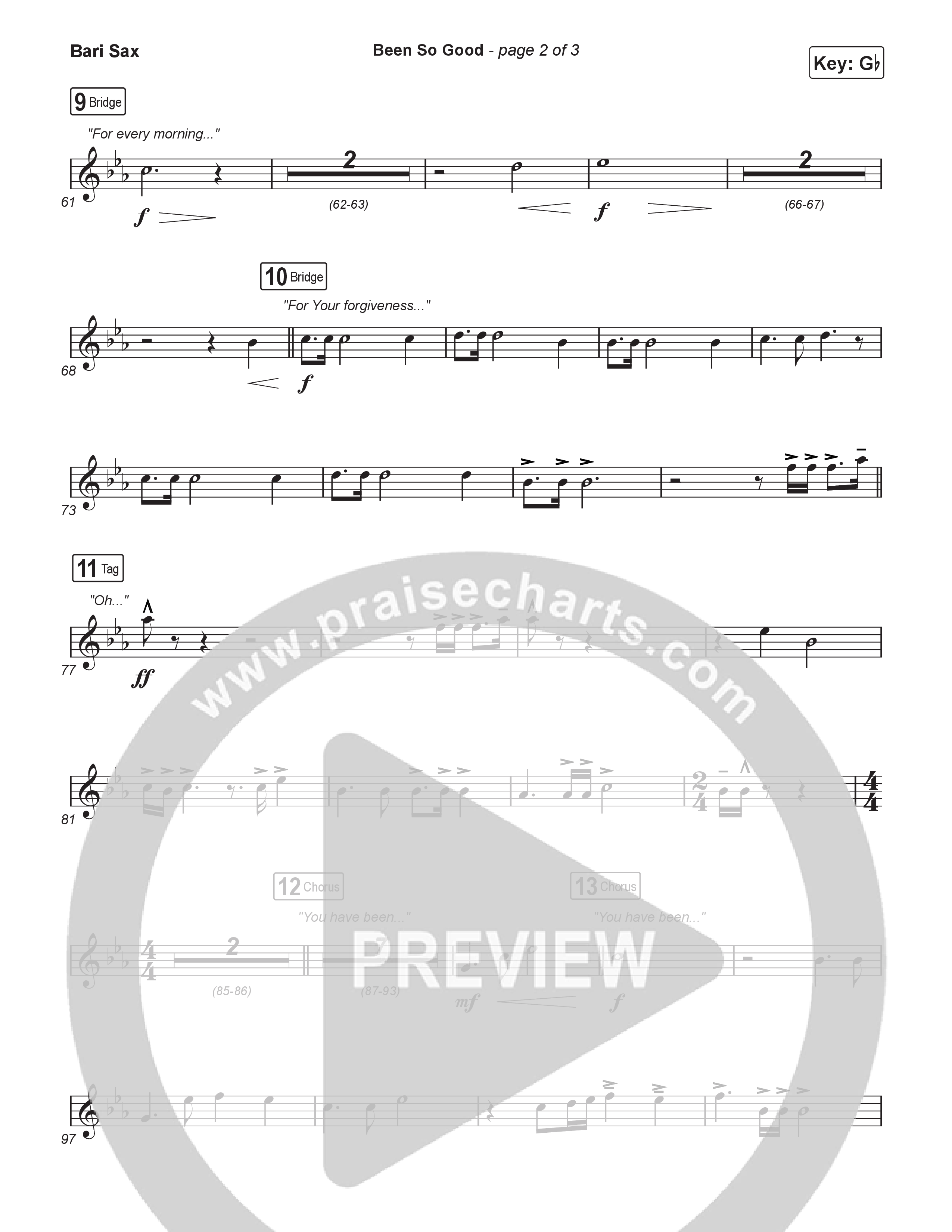 Been So Good (Worship Choir/SAB) Bari Sax (Elevation Worship / Tiffany Hudson / Arr. Luke Gambill)