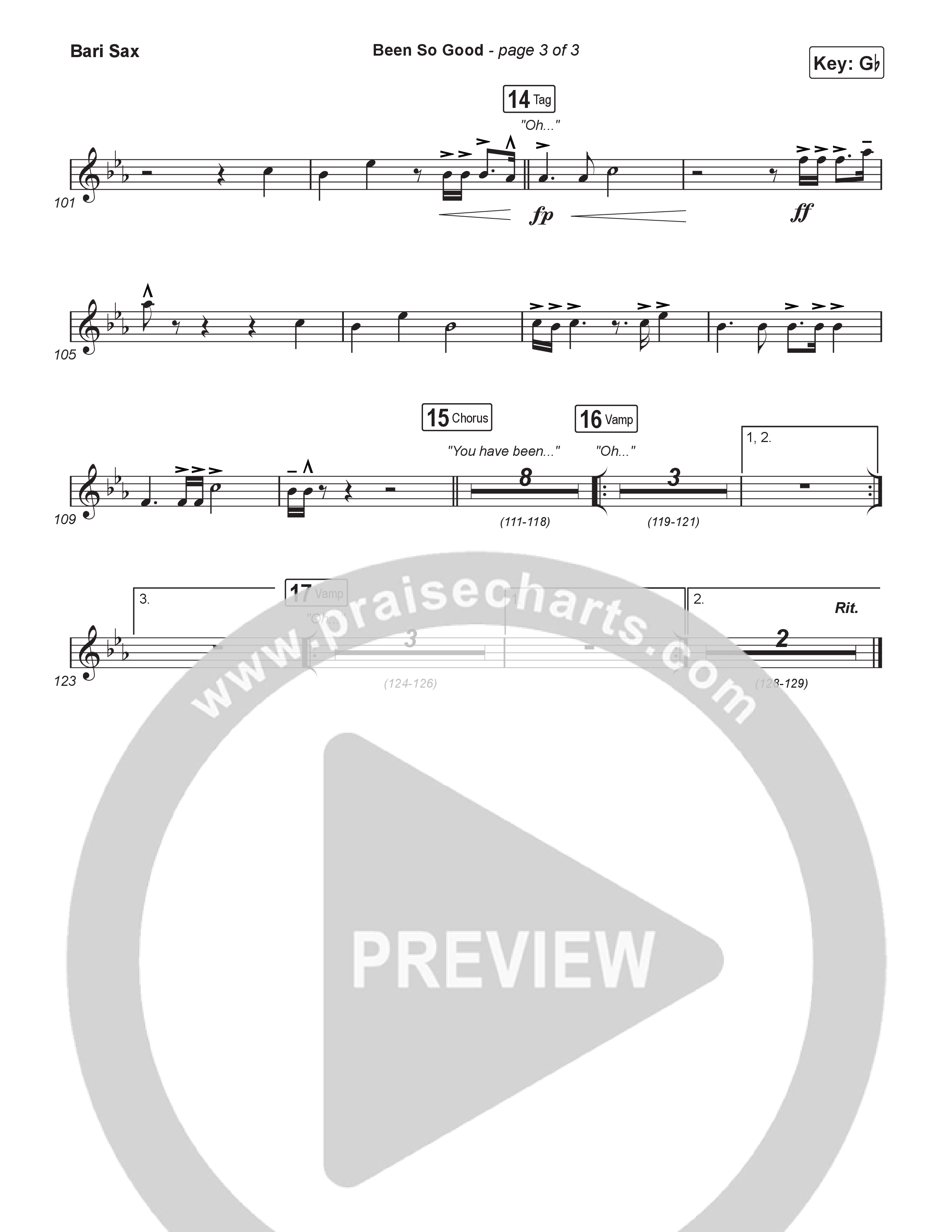 Been So Good (Worship Choir/SAB) Bari Sax (Elevation Worship / Tiffany Hudson / Arr. Luke Gambill)