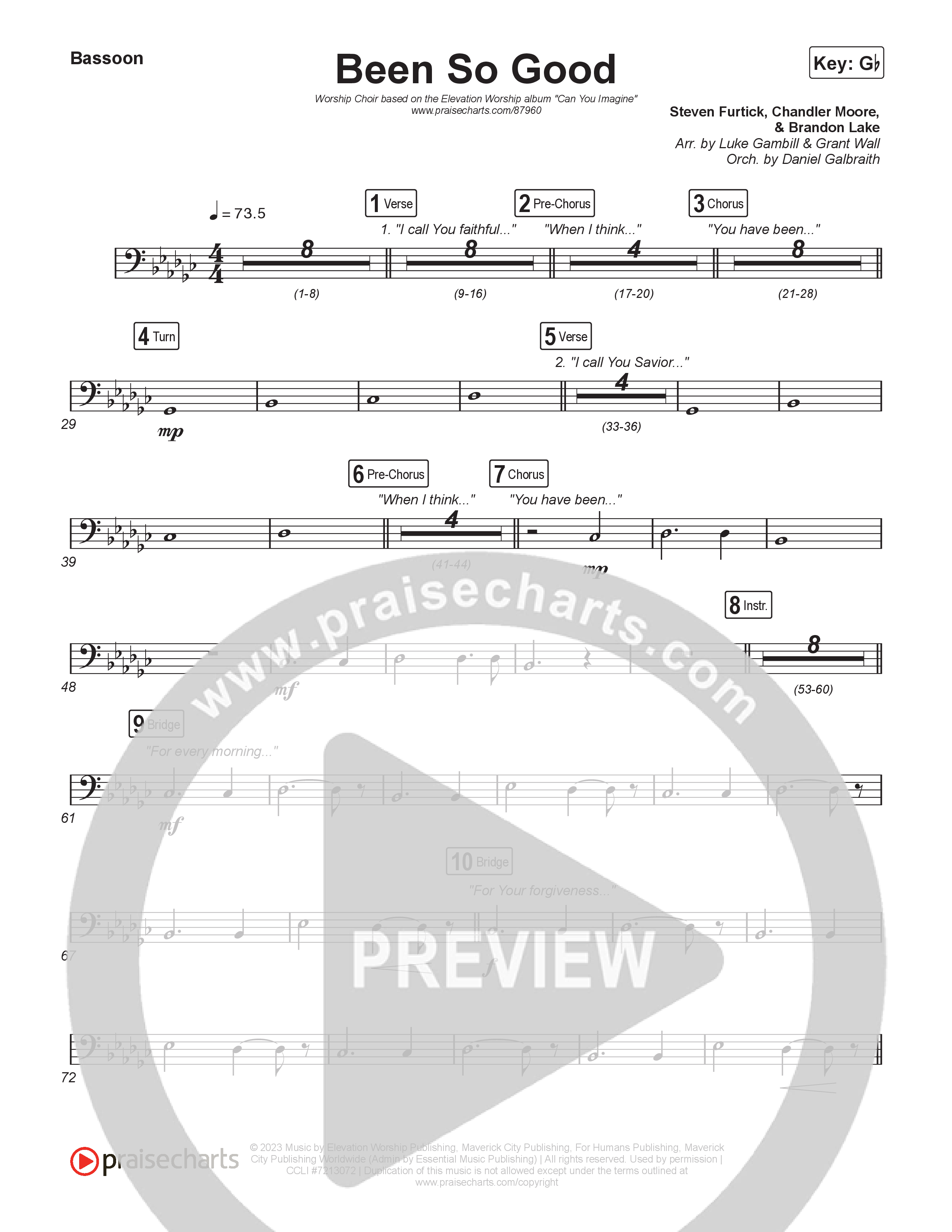 Been So Good (Worship Choir/SAB) Bassoon (Elevation Worship / Tiffany Hudson / Arr. Luke Gambill)