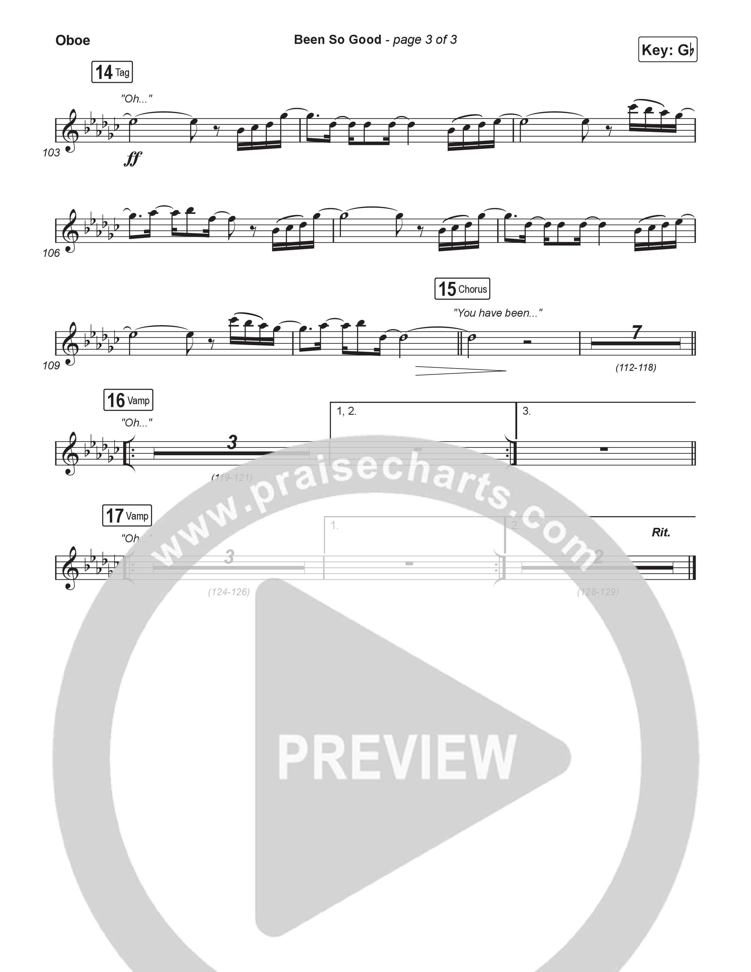 Been So Good (Worship Choir/SAB) Oboe (Elevation Worship / Tiffany Hudson / Arr. Luke Gambill)