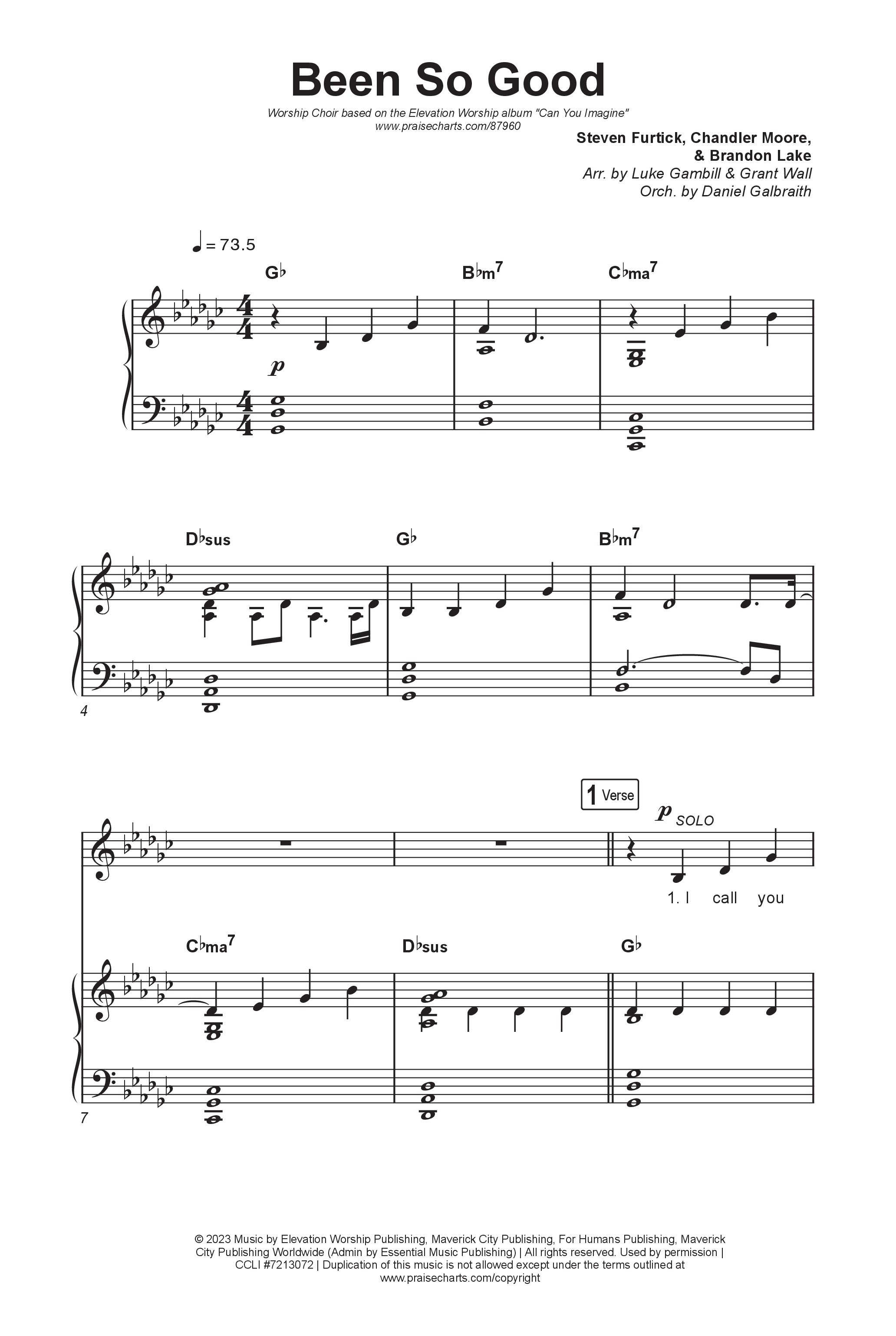 Been So Good (Worship Choir/SAB) Octavo (SAB & Pno) (Elevation Worship / Tiffany Hudson / Arr. Luke Gambill)