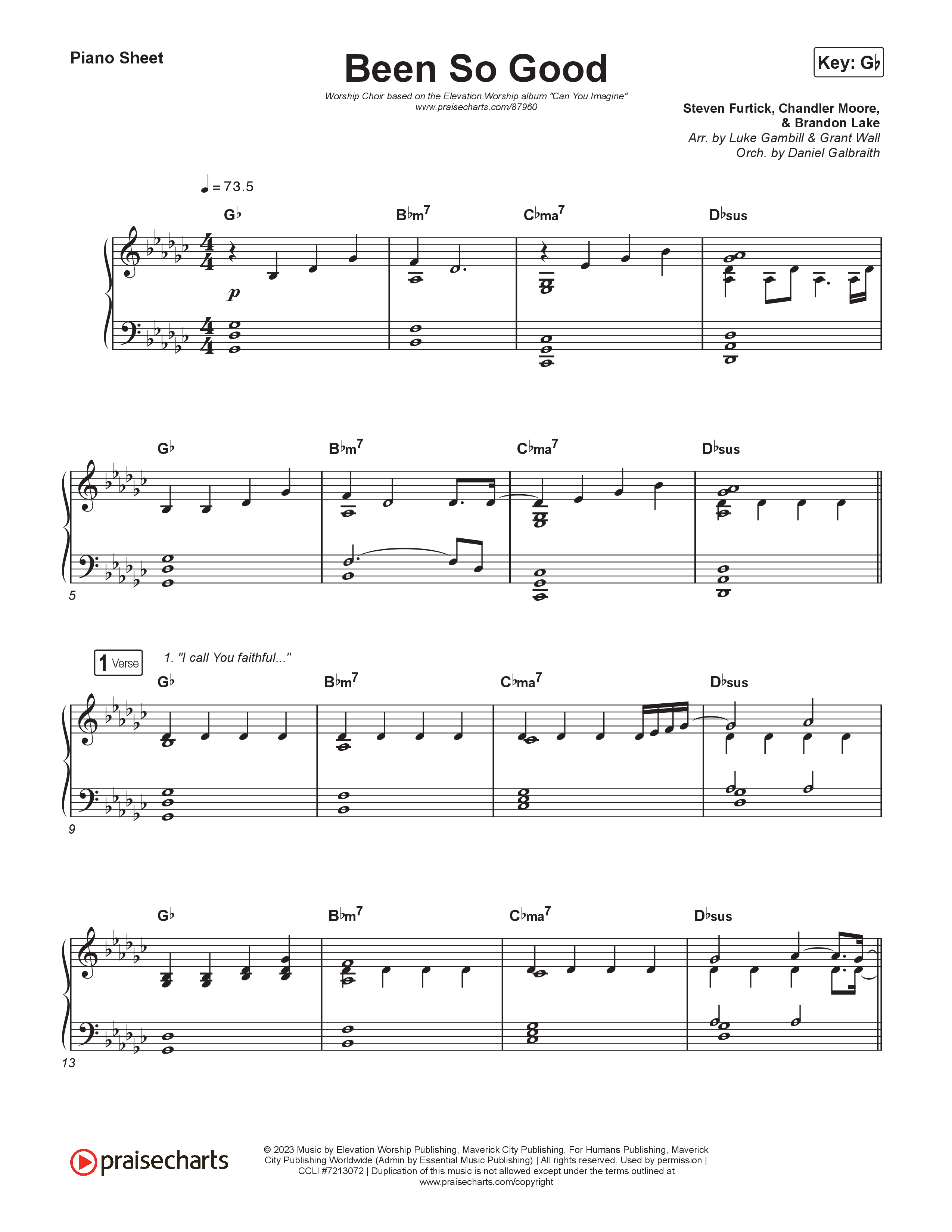Been So Good (Worship Choir/SAB) Piano Sheet (Elevation Worship / Tiffany Hudson / Arr. Luke Gambill)