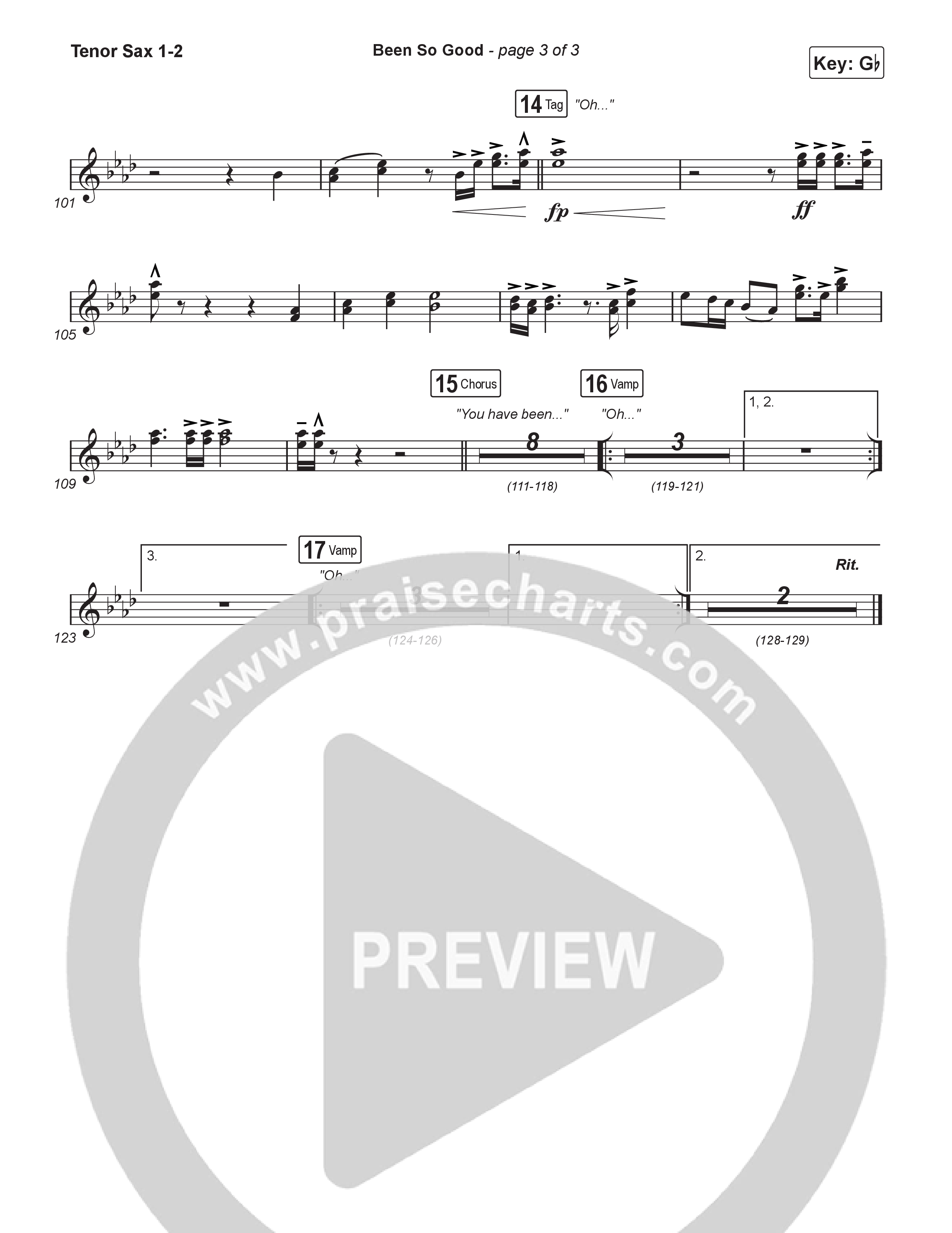 Been So Good (Worship Choir/SAB) Tenor Sax 1/2 (Elevation Worship / Tiffany Hudson / Arr. Luke Gambill)