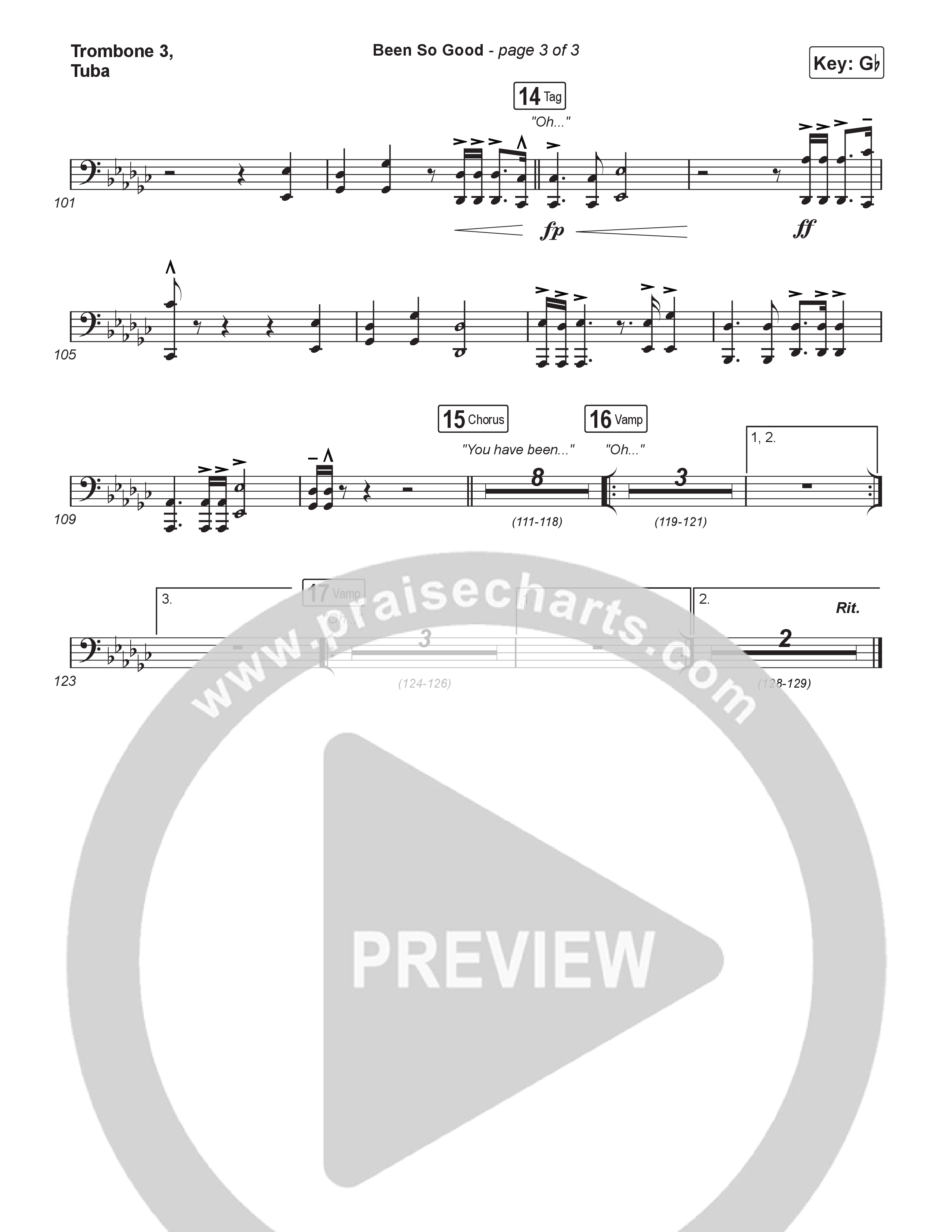 Been So Good (Worship Choir/SAB) Trombone 3/Tuba (Elevation Worship / Tiffany Hudson / Arr. Luke Gambill)