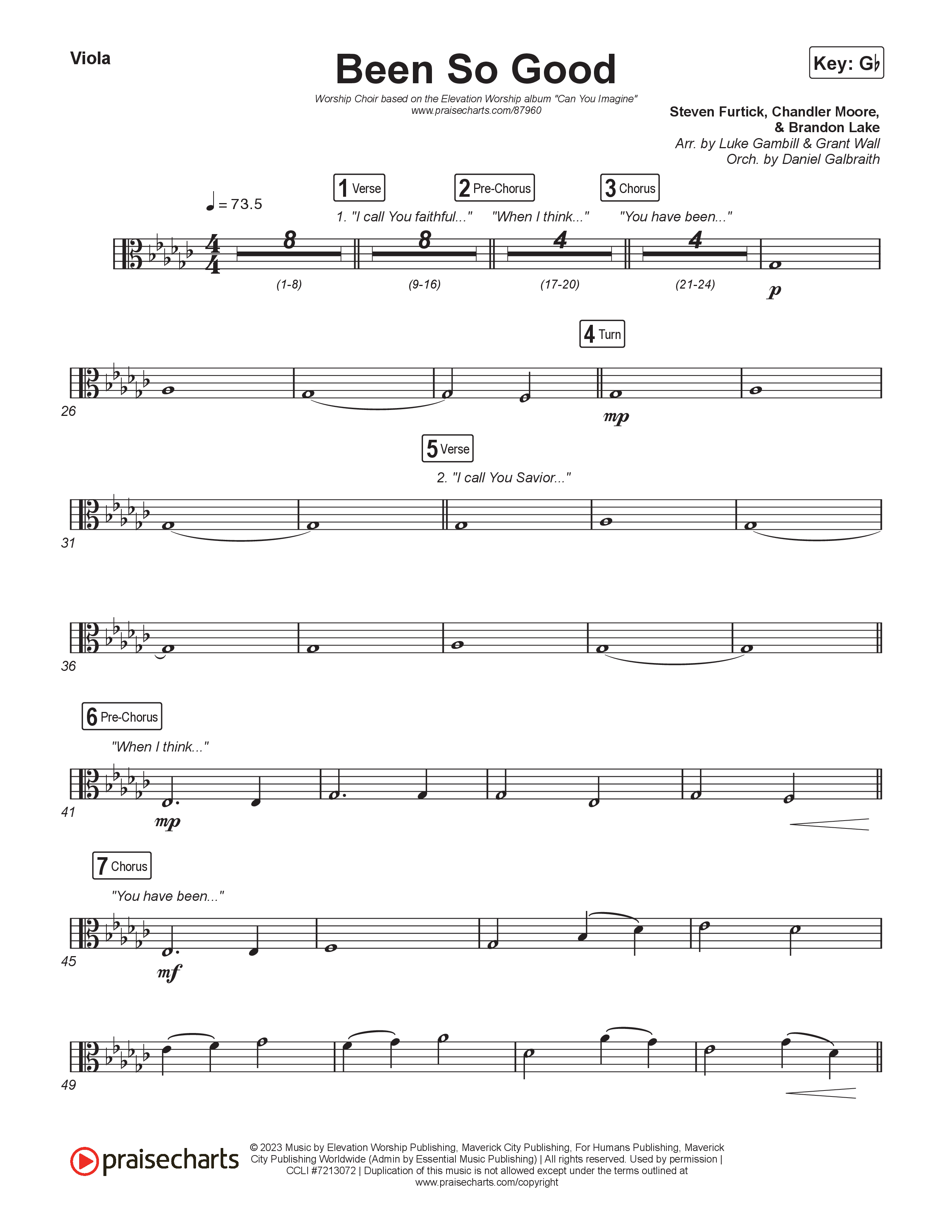 Been So Good (Worship Choir/SAB) Viola (Elevation Worship / Tiffany Hudson / Arr. Luke Gambill)