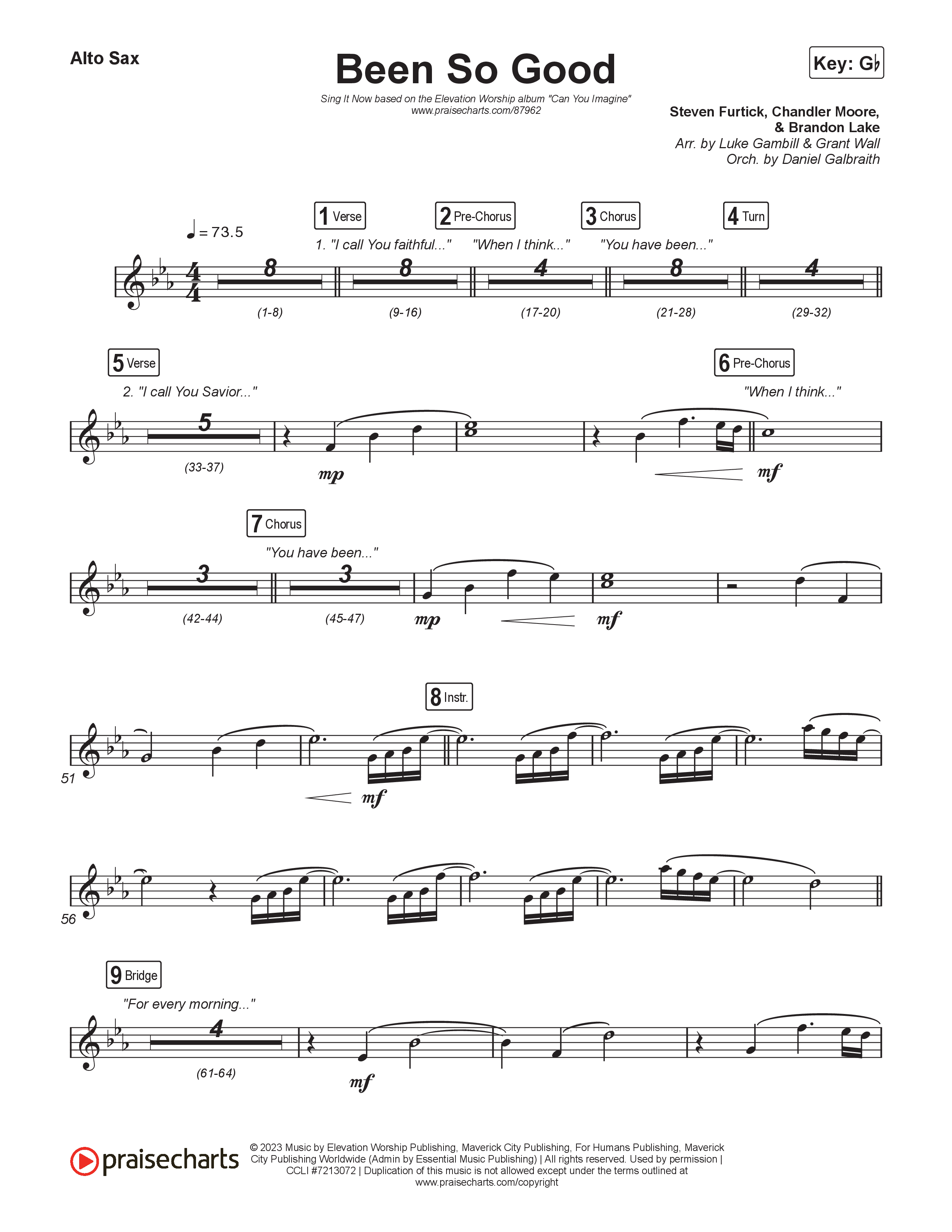 Been So Good (Sing It Now) Sax Pack (Elevation Worship / Tiffany Hudson / Arr. Luke Gambill)