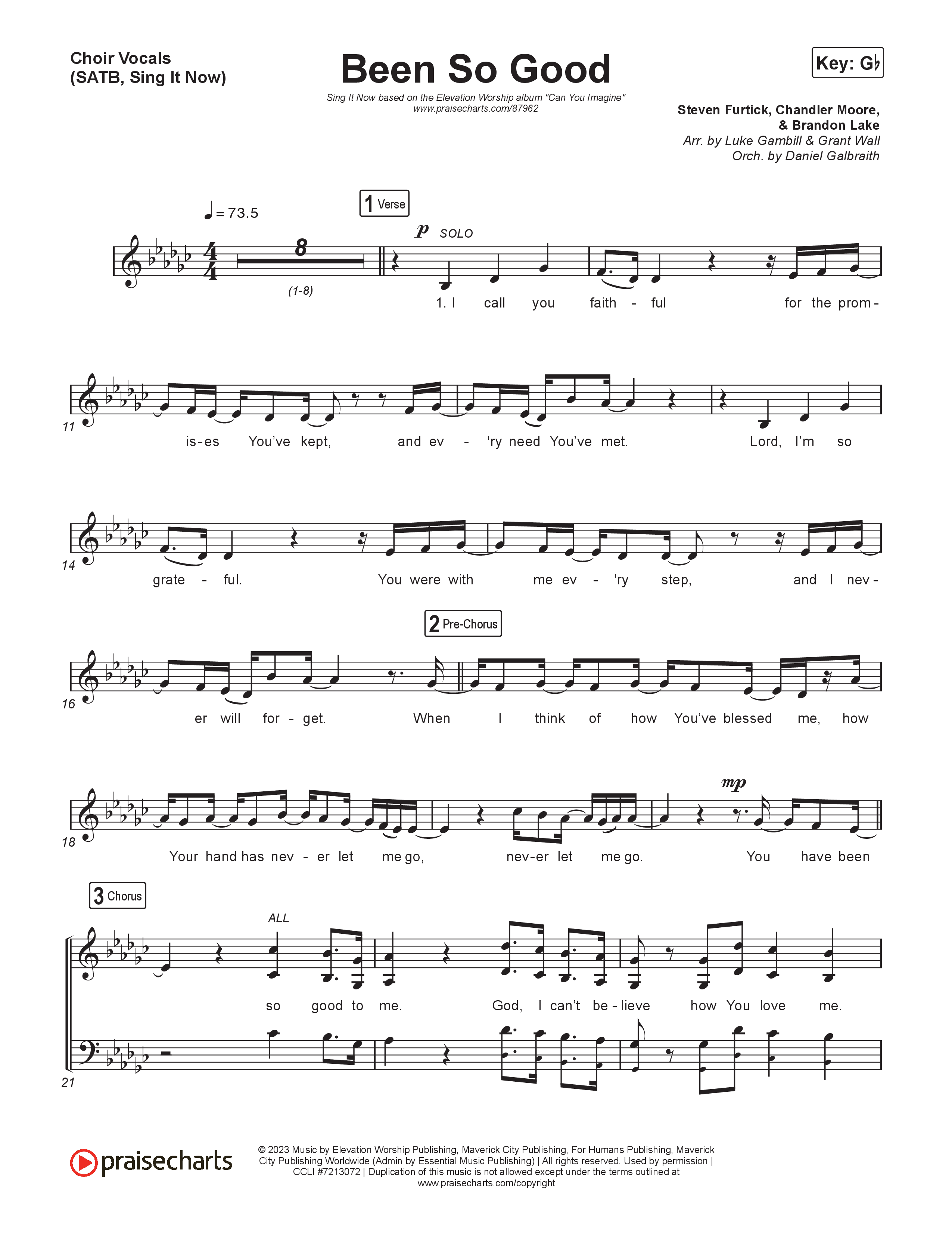Been So Good (Sing It Now) Choir Sheet (SATB) (Elevation Worship / Tiffany Hudson / Arr. Luke Gambill)