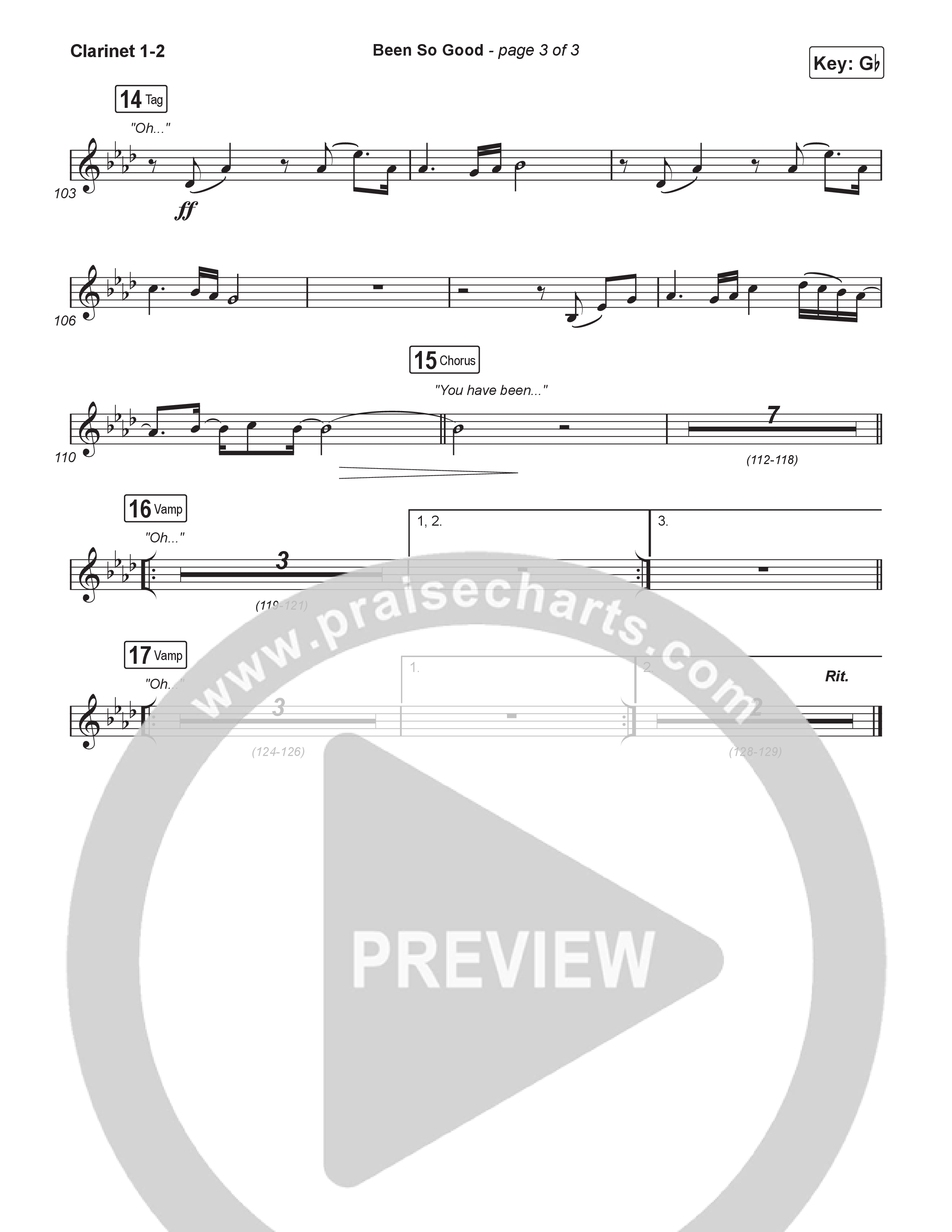 Been So Good (Sing It Now) Clarinet 1/2 (Elevation Worship / Tiffany Hudson / Arr. Luke Gambill)