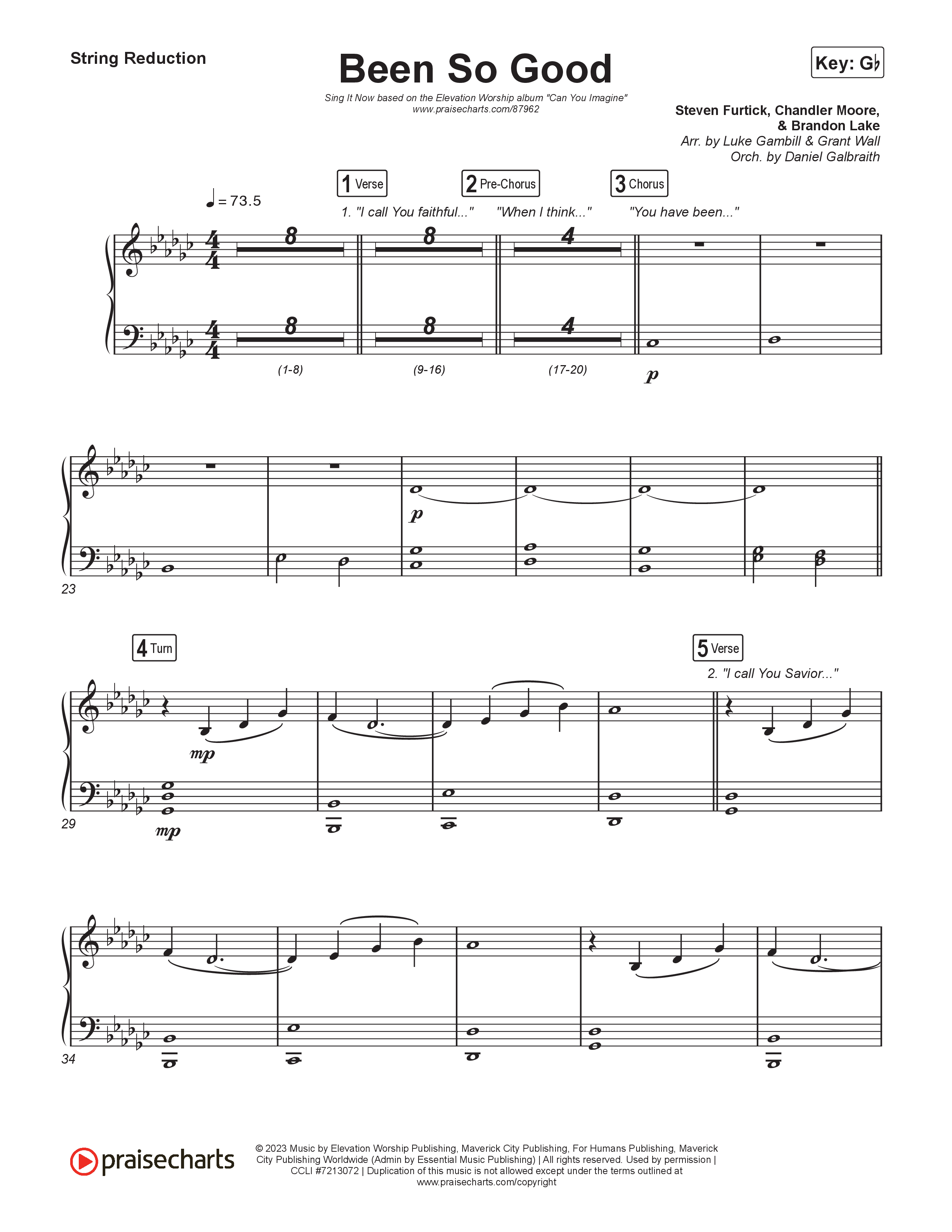 Been So Good (Sing It Now) String Reduction (Elevation Worship / Tiffany Hudson / Arr. Luke Gambill)