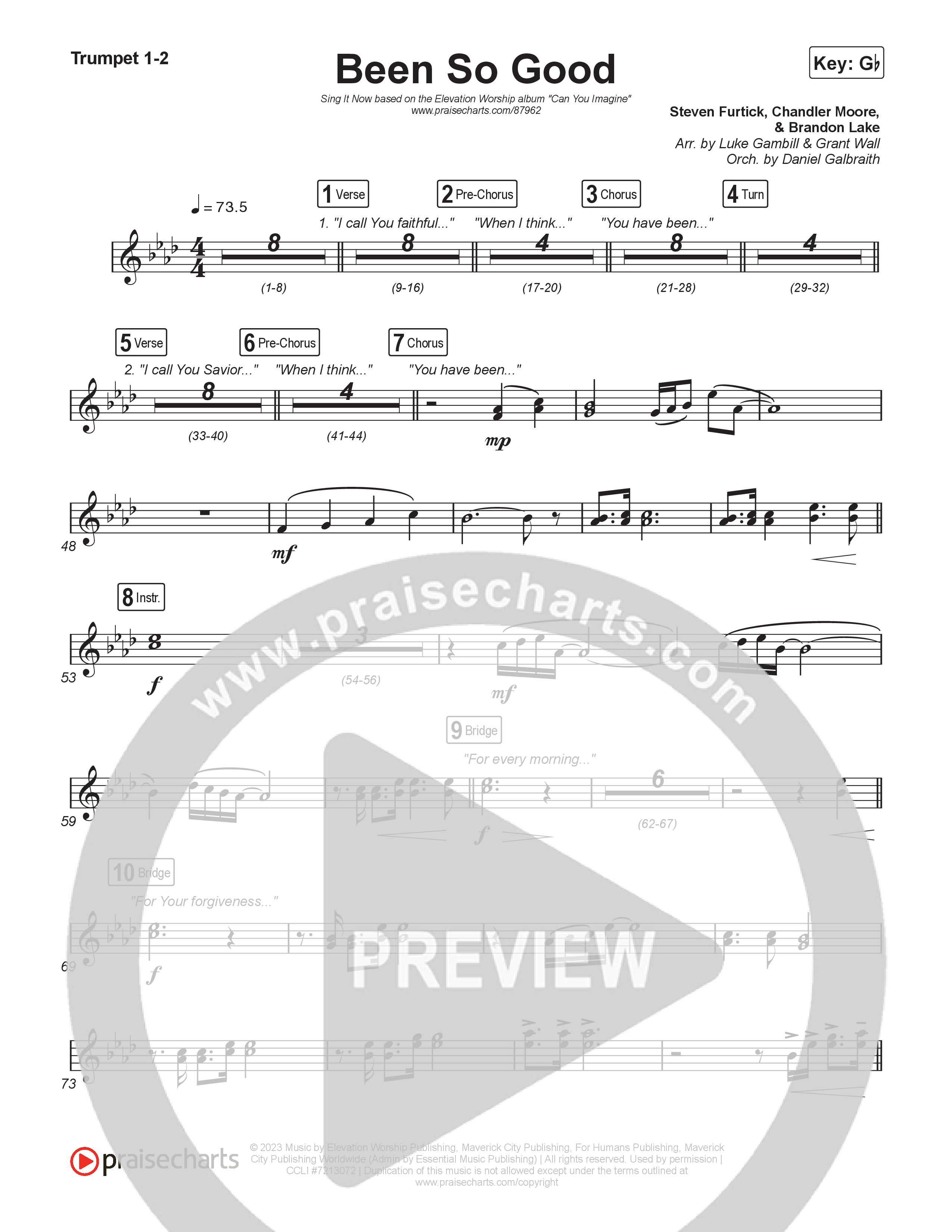 Been So Good (Sing It Now) Trumpet 1,2 (Elevation Worship / Tiffany Hudson / Arr. Luke Gambill)