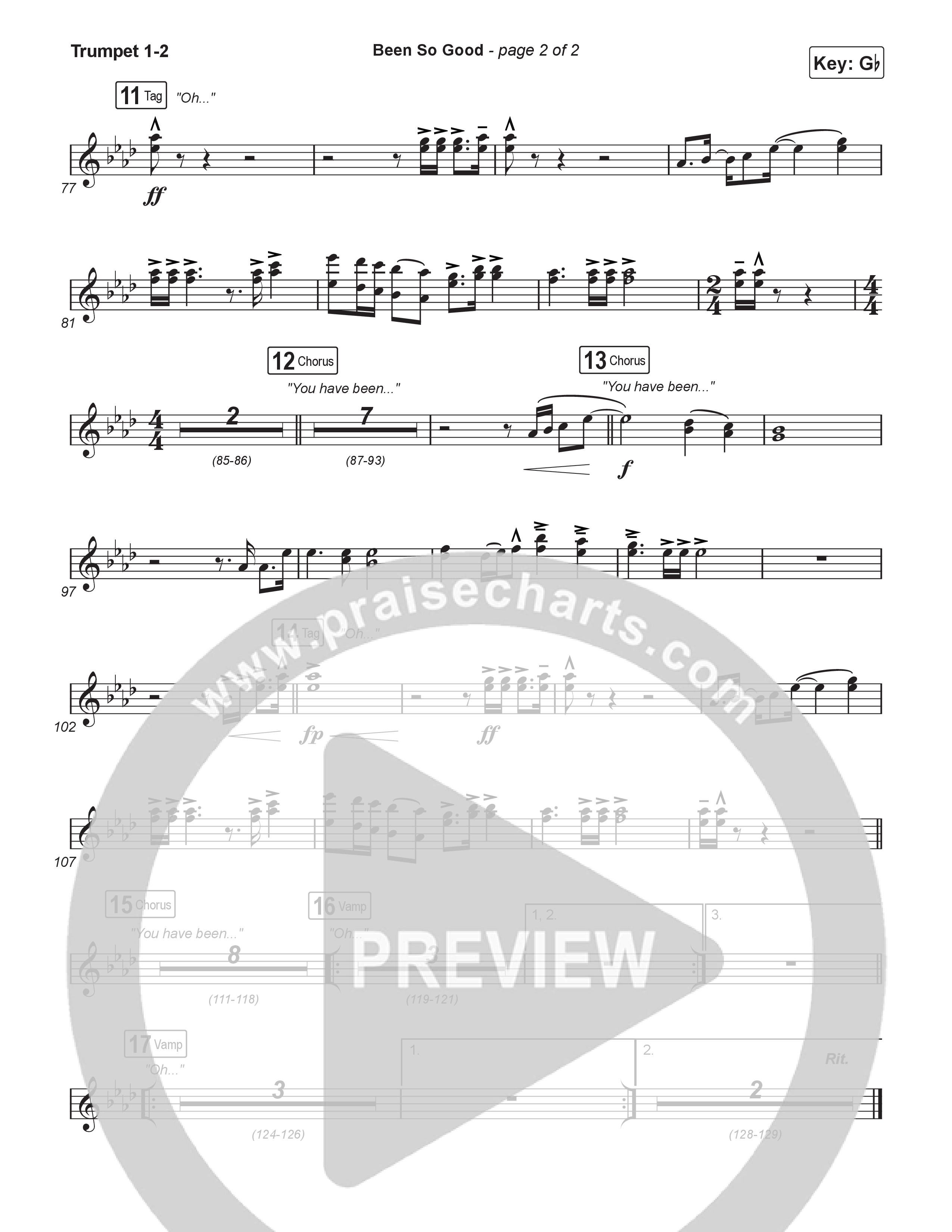 Been So Good (Sing It Now) Trumpet 1,2 (Elevation Worship / Tiffany Hudson / Arr. Luke Gambill)