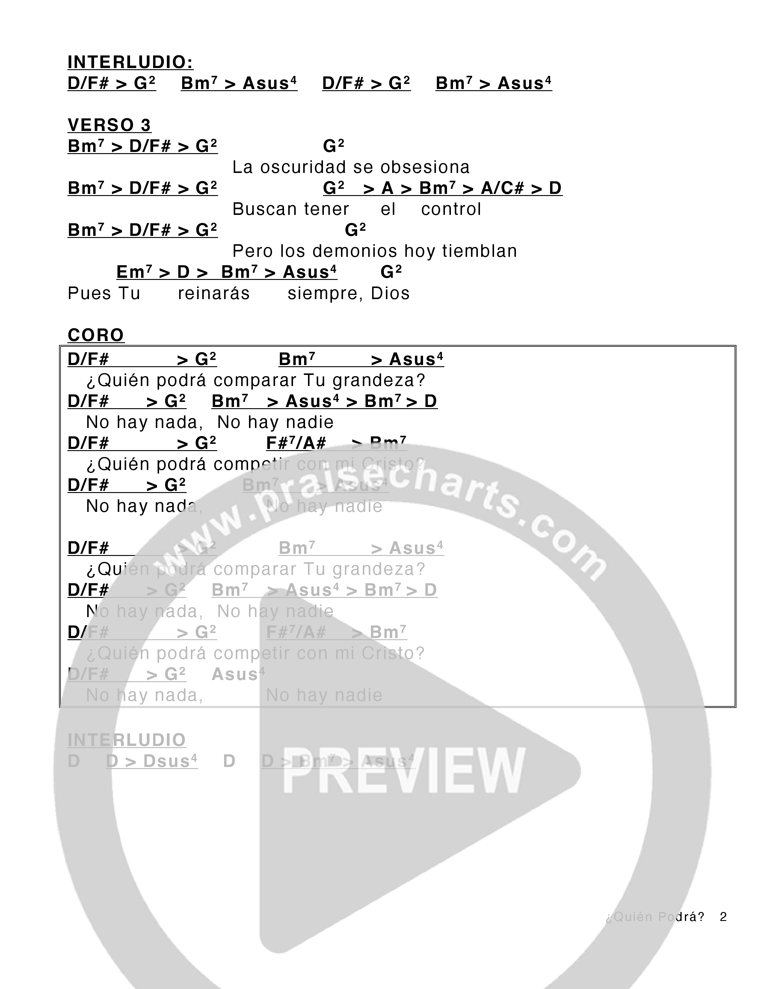 ¿Quién Podrá? (Dare) Chord Chart (Victory House Worship)