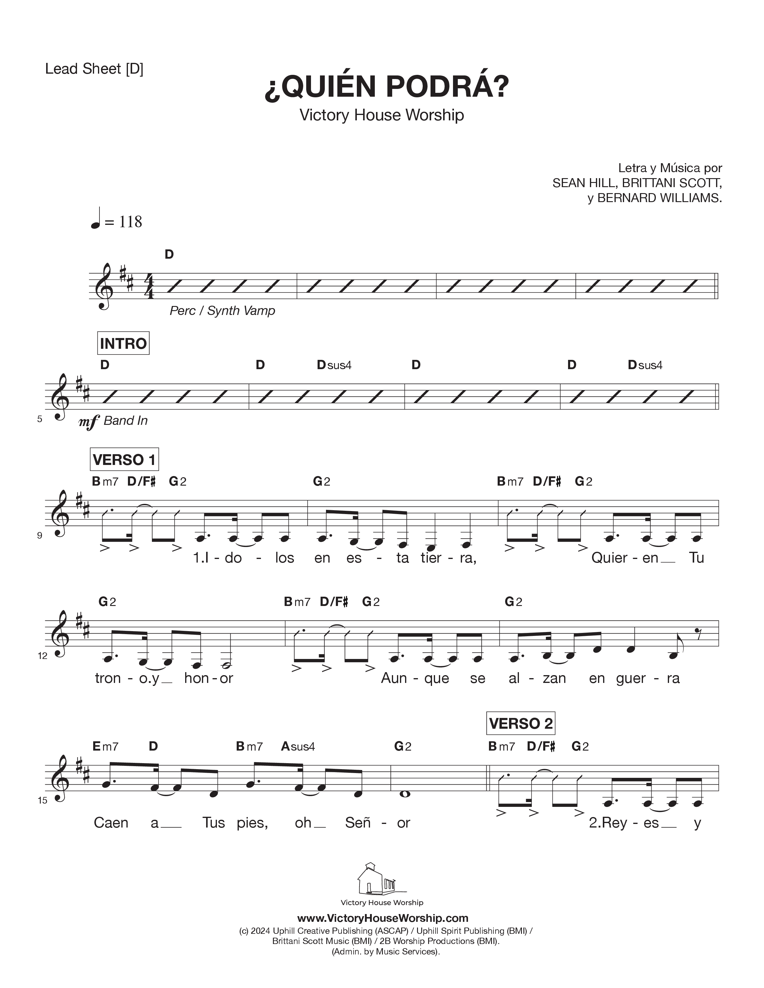 ¿Quién Podrá? (Dare) Lead Sheet Melody (Victory House Worship)