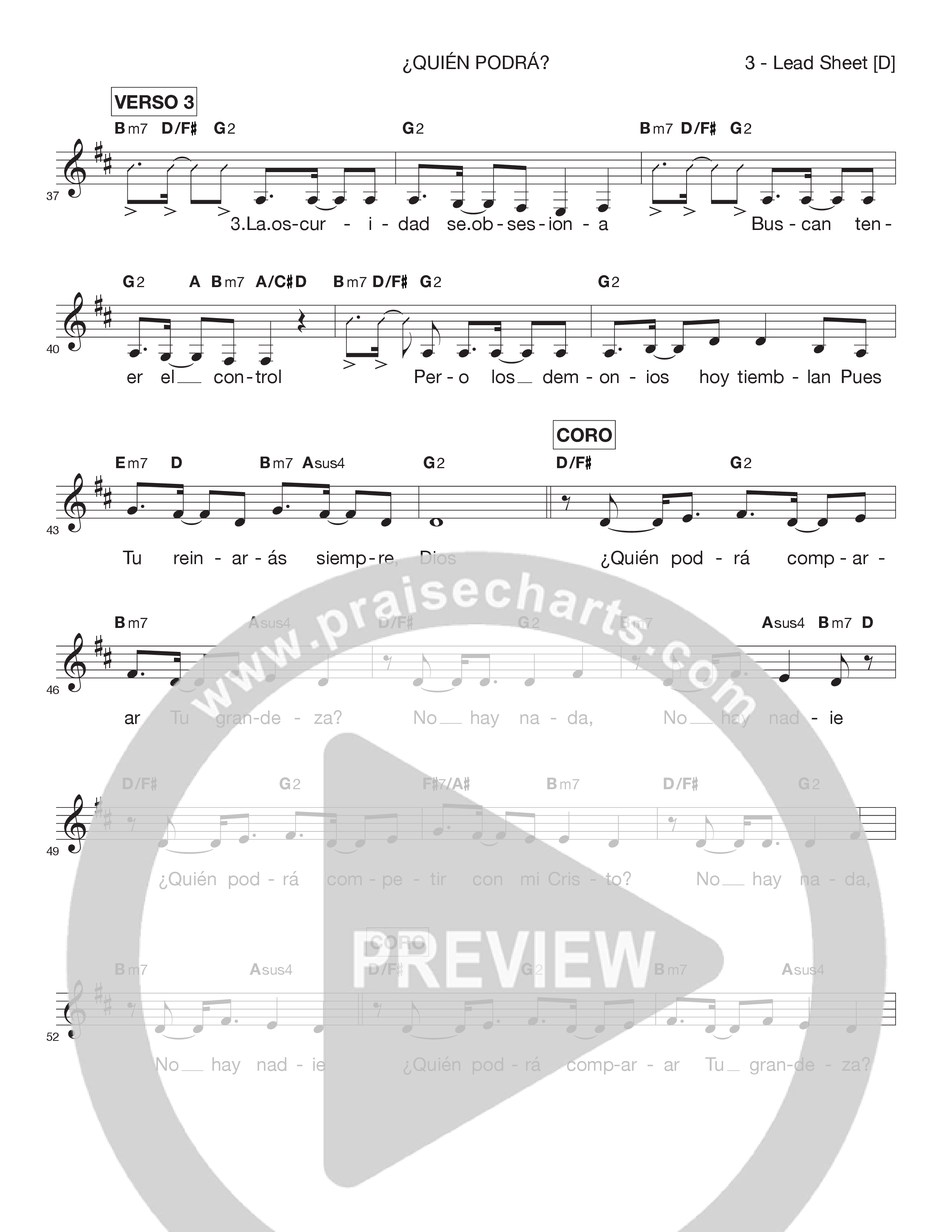 ¿Quién Podrá? (Dare) Lead Sheet Melody (Victory House Worship)