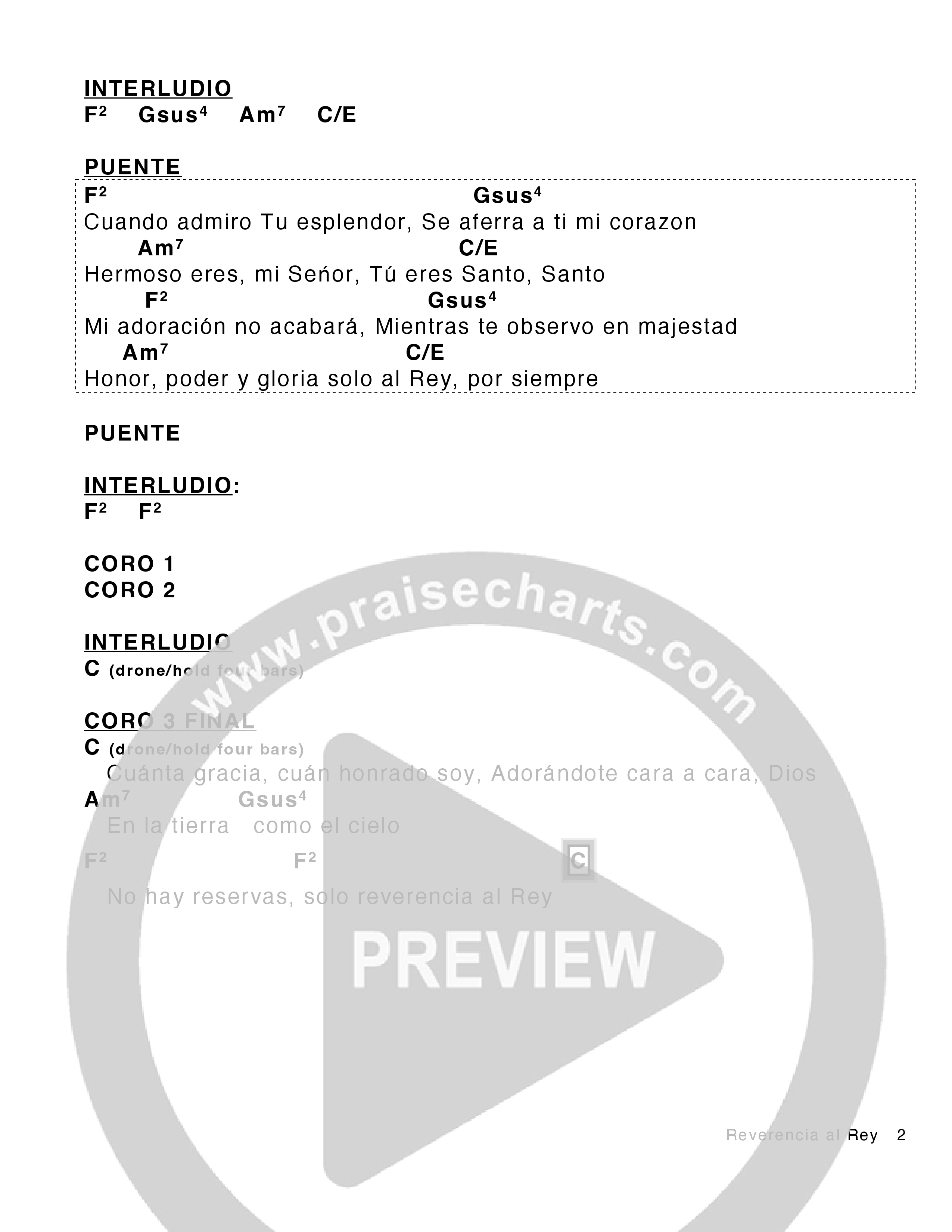 Reverencia al Rey (Awe And Reverence) Chord Chart (Victory House Worship)