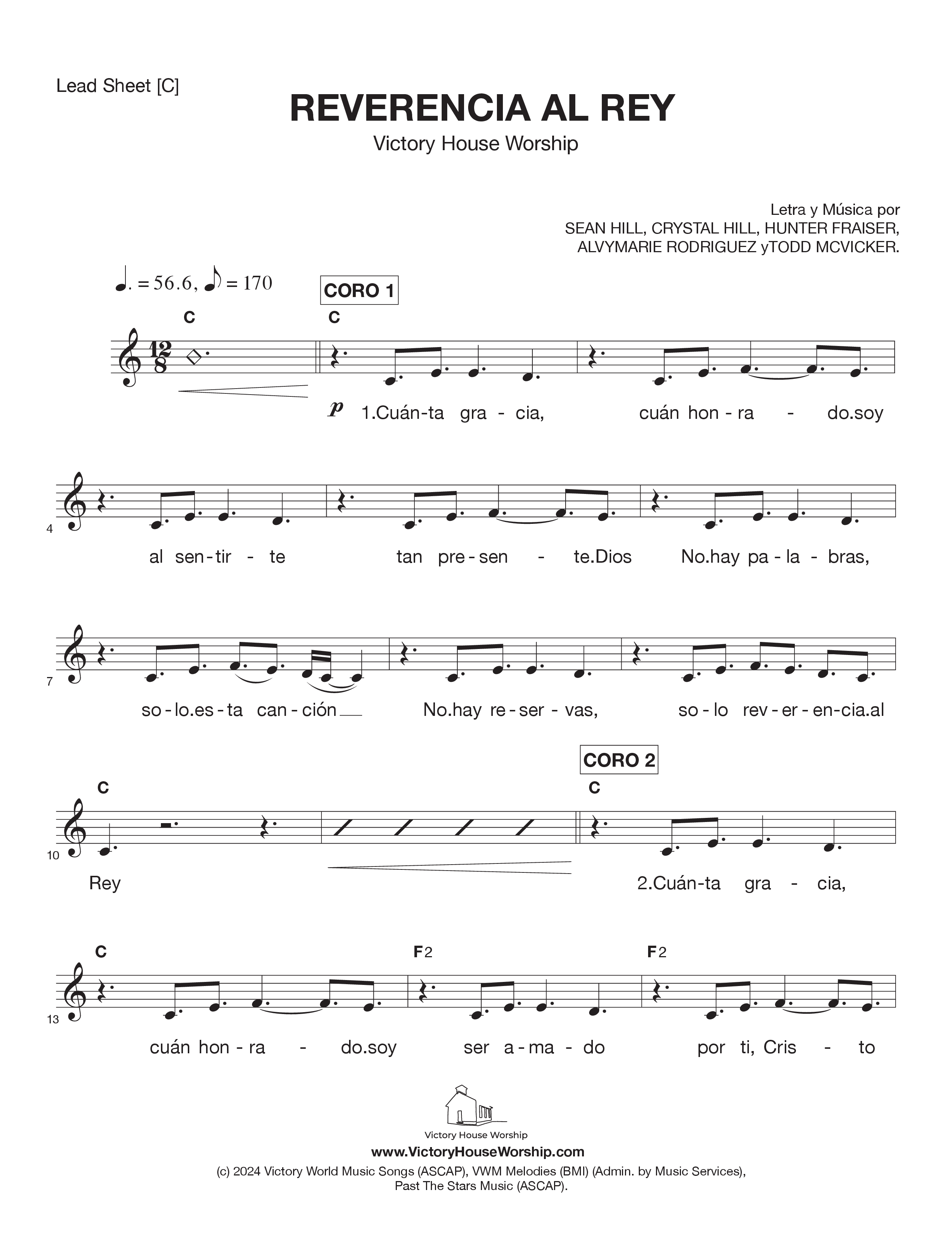 Reverencia al Rey (Awe And Reverence) Lead Sheet Melody (Victory House Worship)