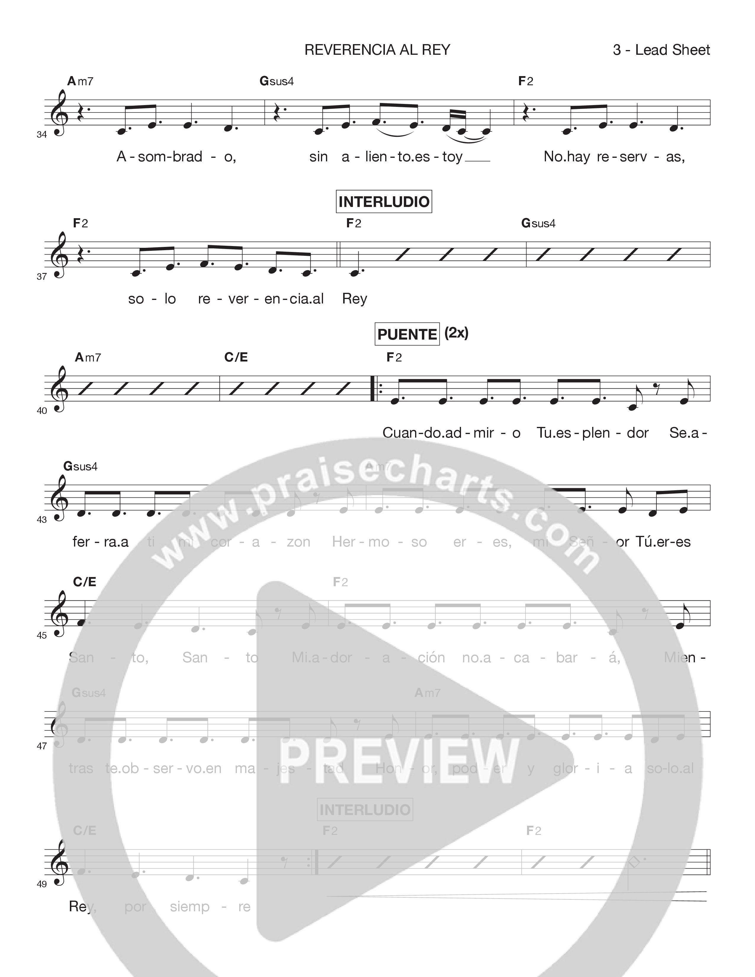 Reverencia al Rey (Awe And Reverence) Lead Sheet Melody (Victory House Worship)