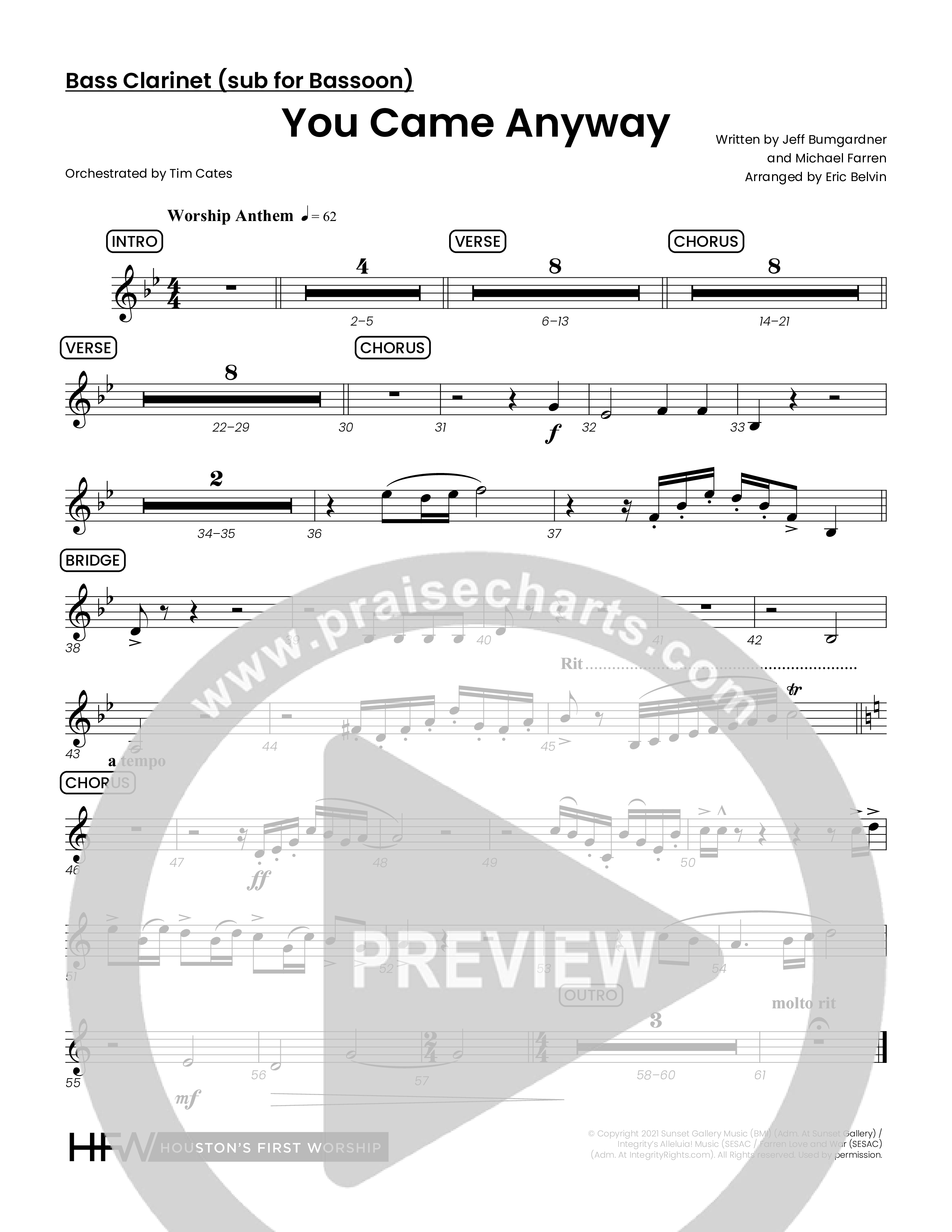You Came Anyway (Choral Anthem SATB) Bass Clarinet (Houston's First Worship / Arr. Eric Belvin)