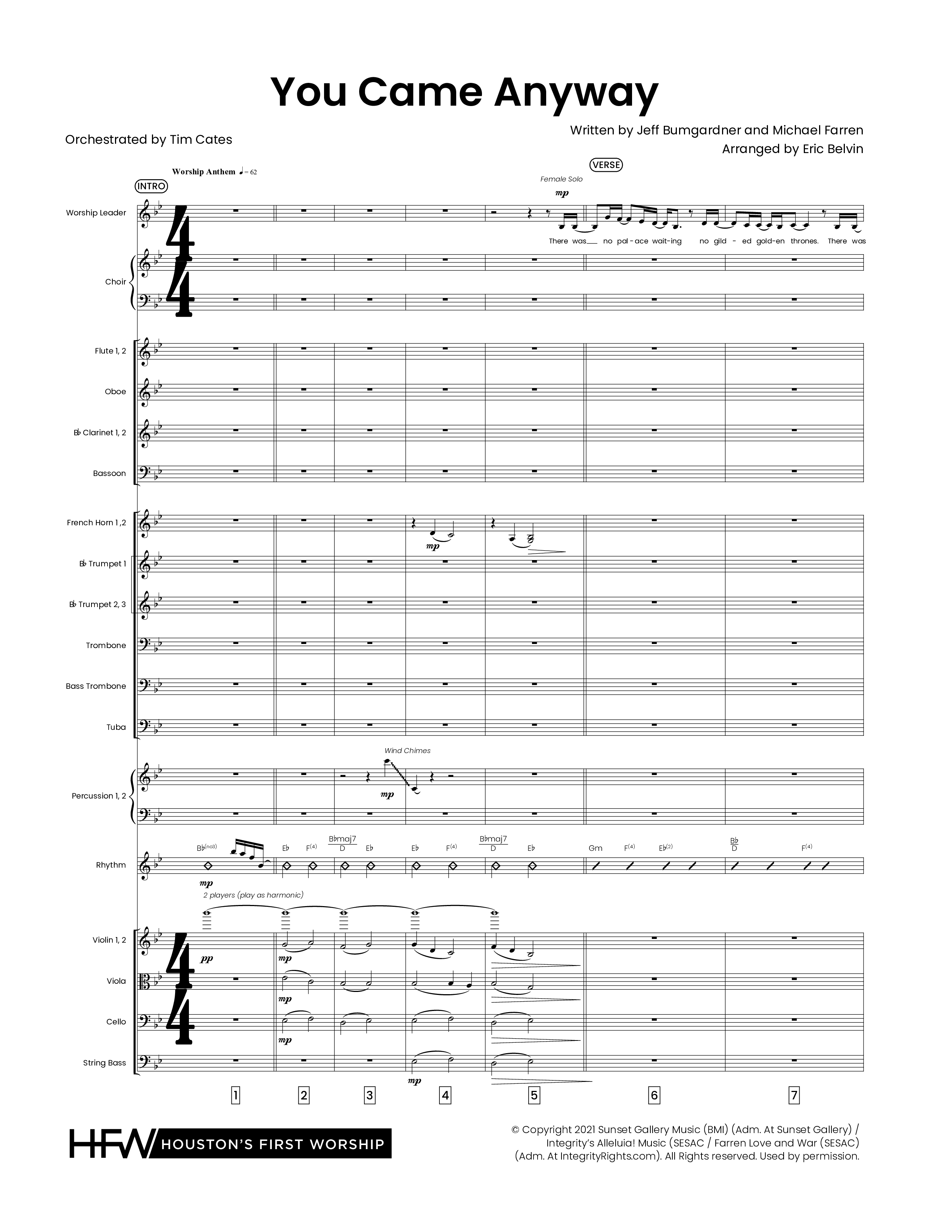 You Came Anyway (Choral Anthem SATB) Conductor's Score (Houston's First Worship / Arr. Eric Belvin)