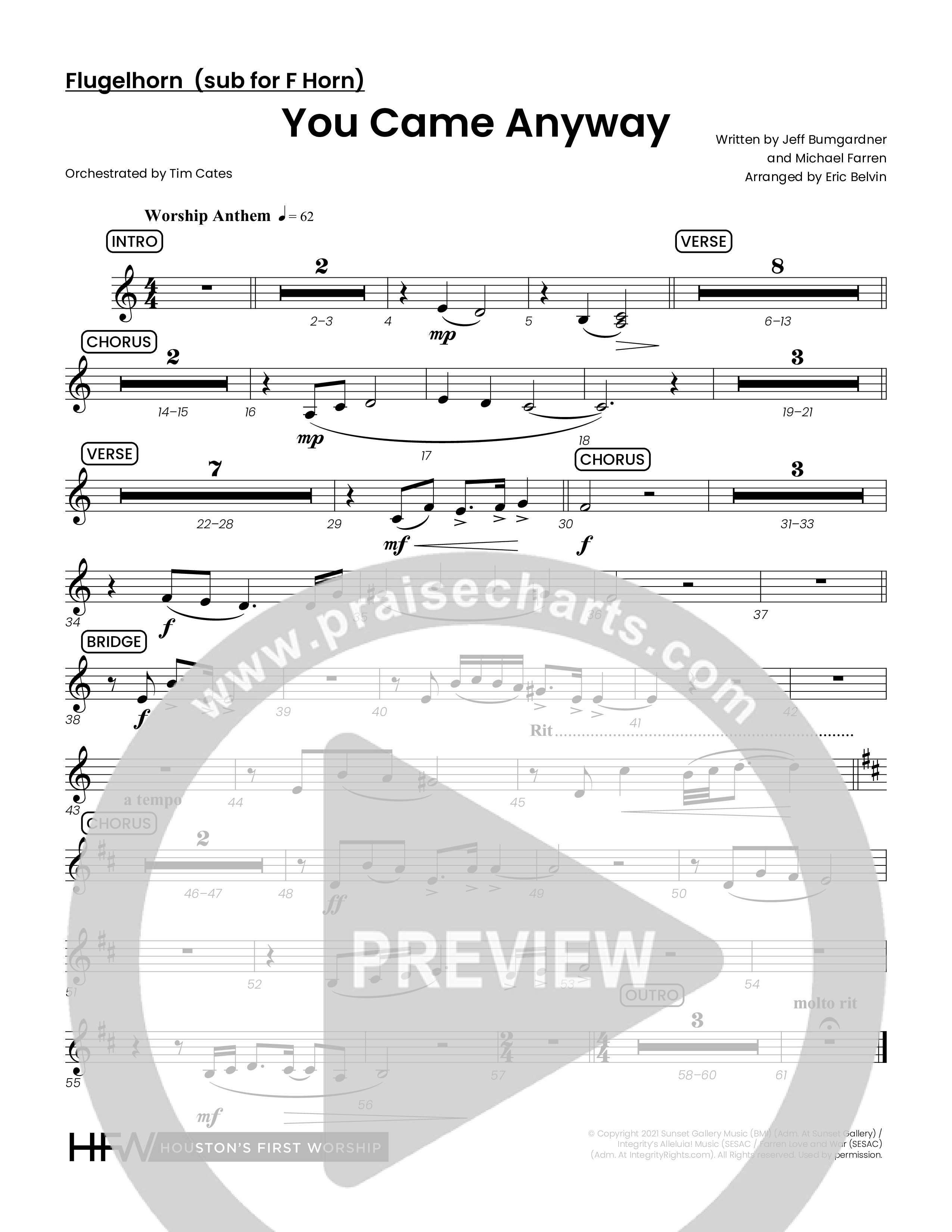 You Came Anyway (Choral Anthem SATB) Flugelhorn (Houston's First Worship / Arr. Eric Belvin)