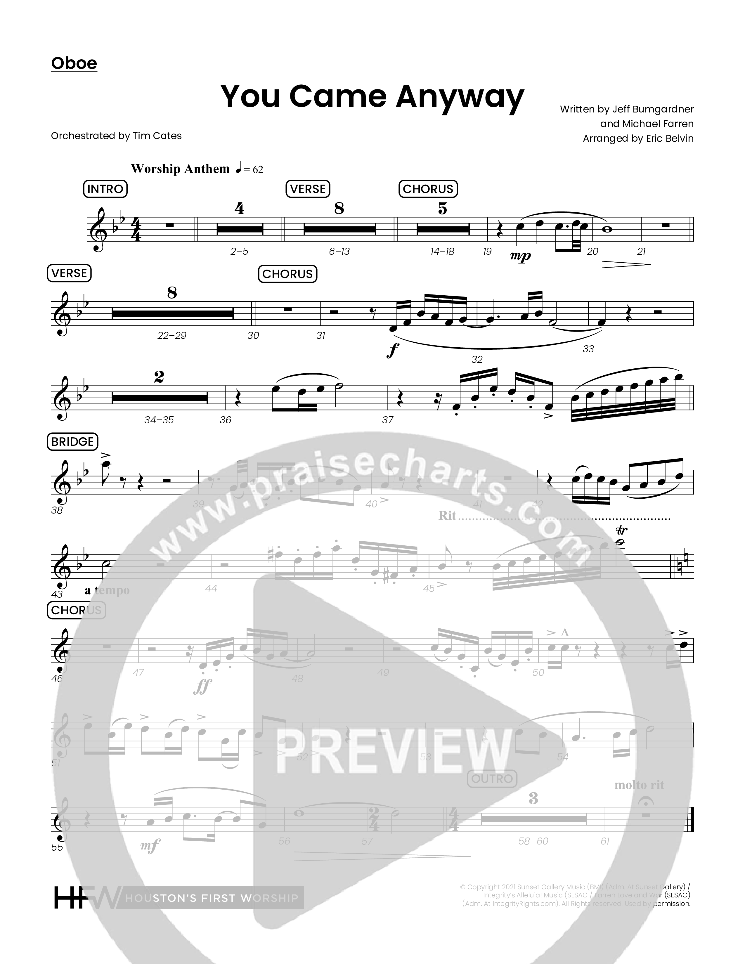 You Came Anyway (Choral Anthem SATB) Wind Pack (Houston's First Worship / Arr. Eric Belvin)