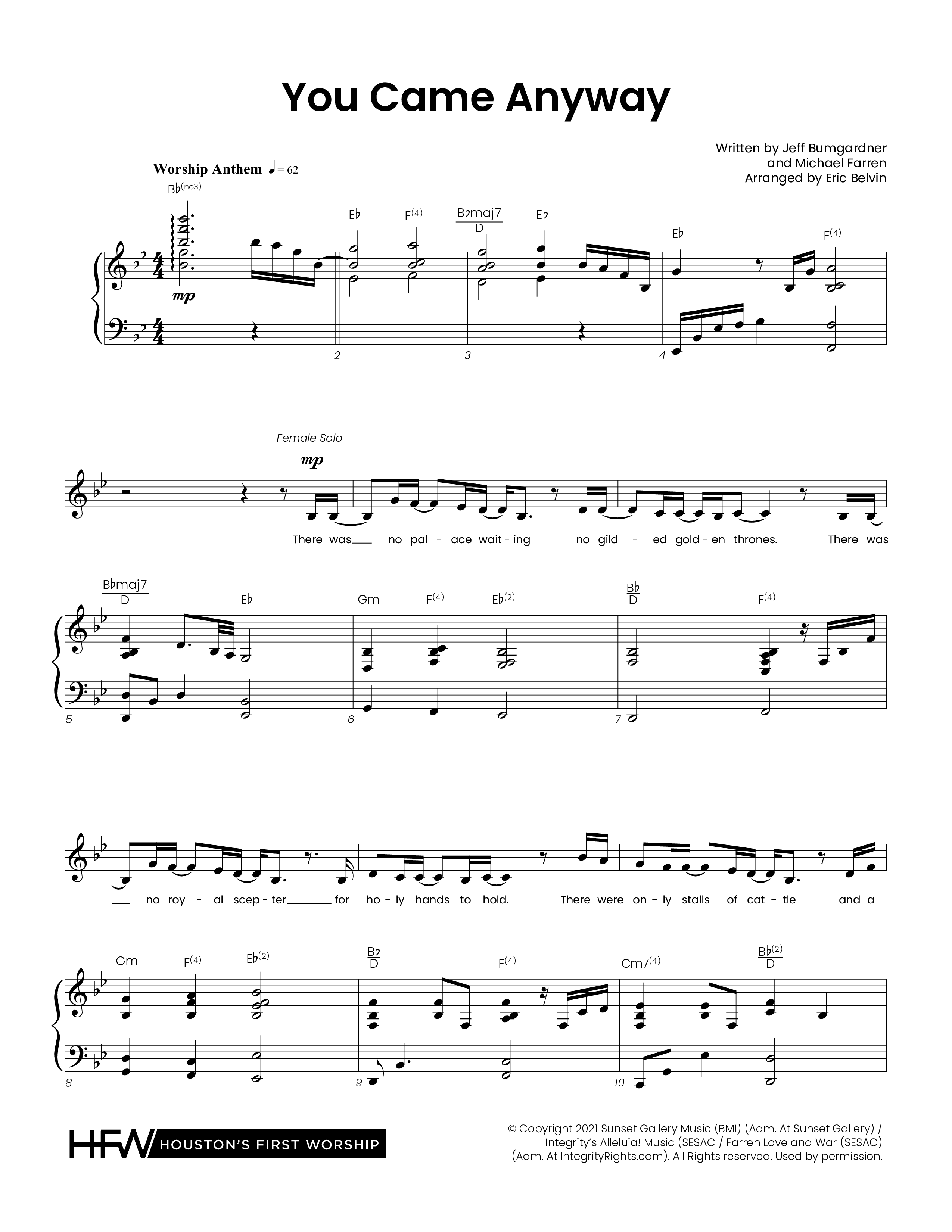 You Came Anyway (Choral Anthem SATB) Piano/Vocal (SATB) (Houston's First Worship / Arr. Eric Belvin)