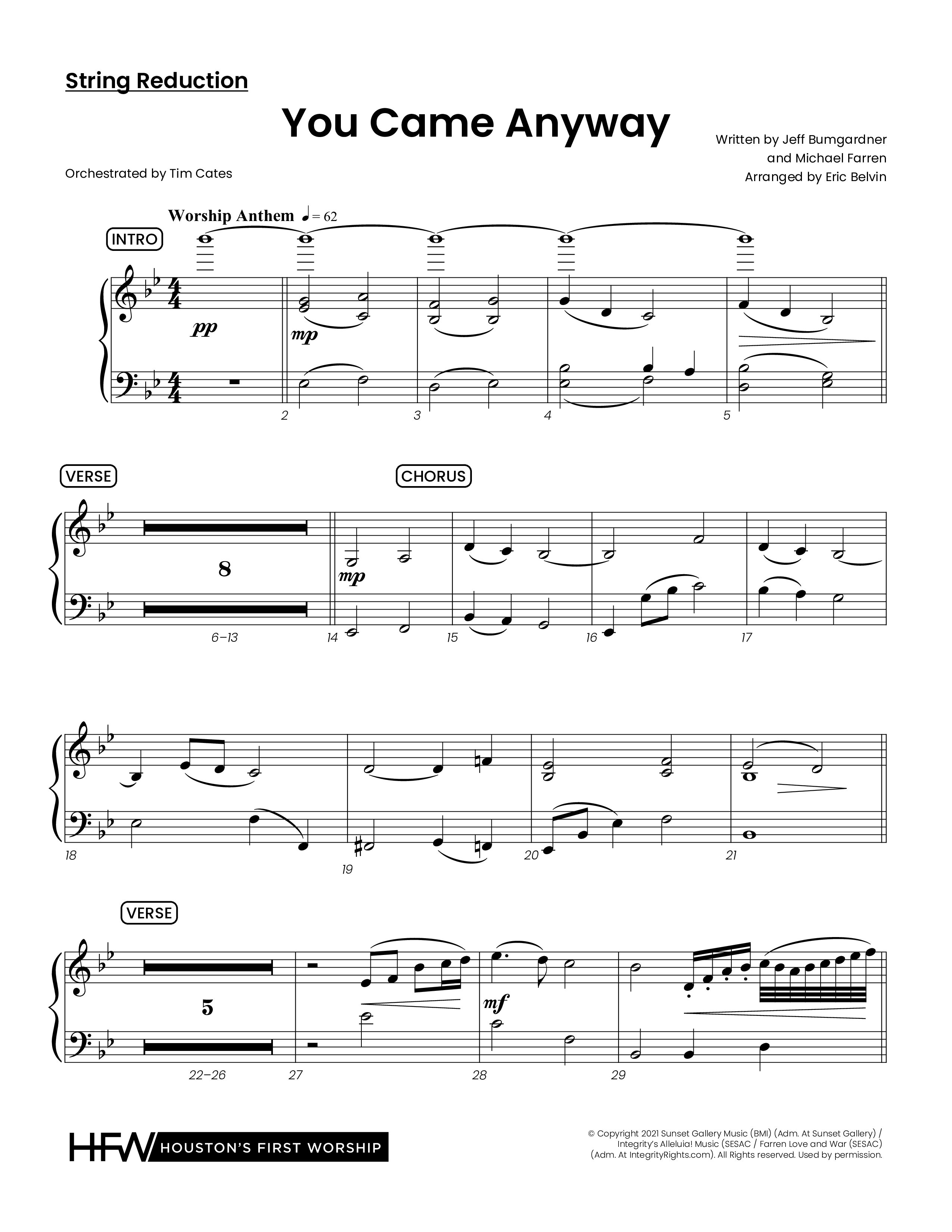 You Came Anyway (Choral Anthem SATB) String Reduction (Houston's First Worship / Arr. Eric Belvin)