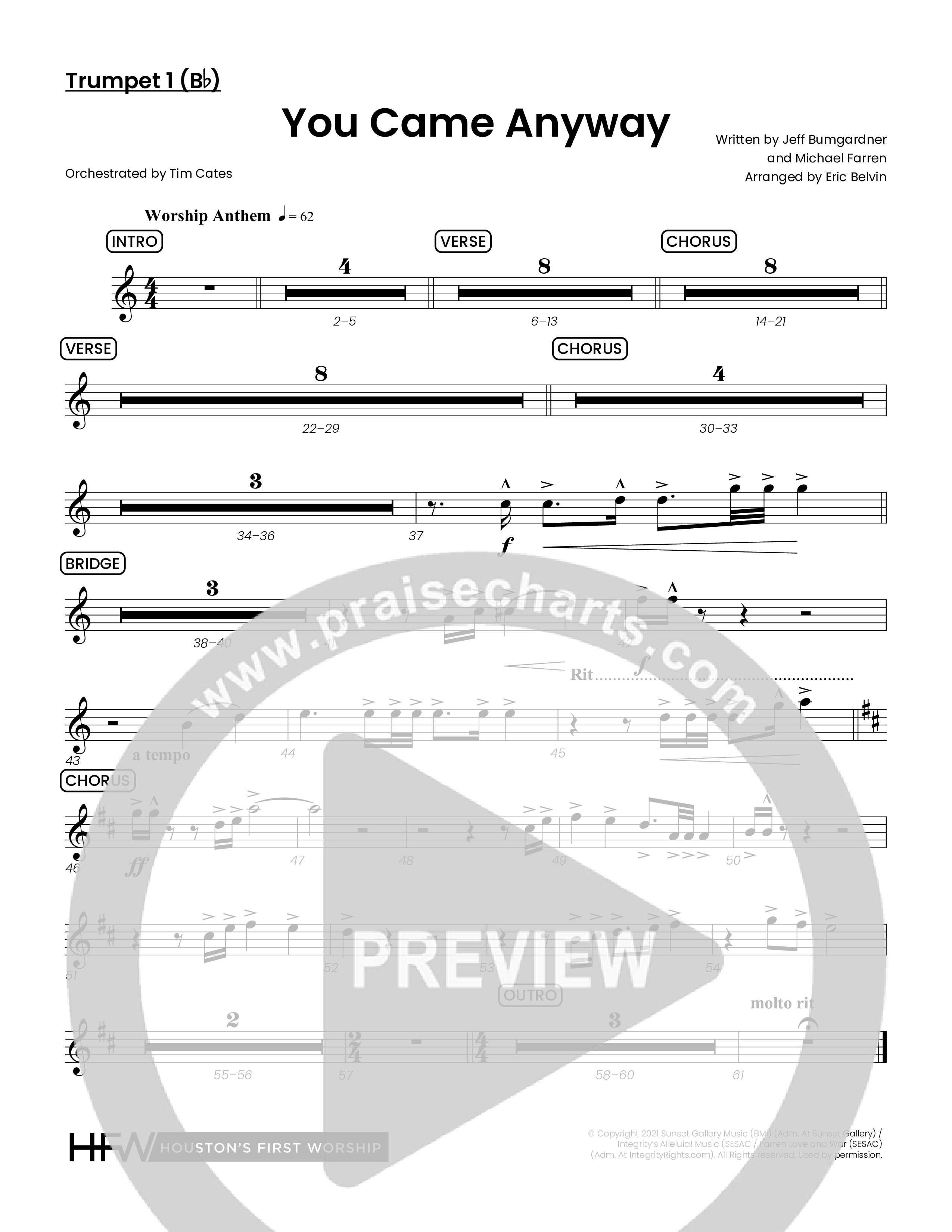 You Came Anyway (Choral Anthem SATB) Brass Pack (Houston's First Worship / Arr. Eric Belvin)