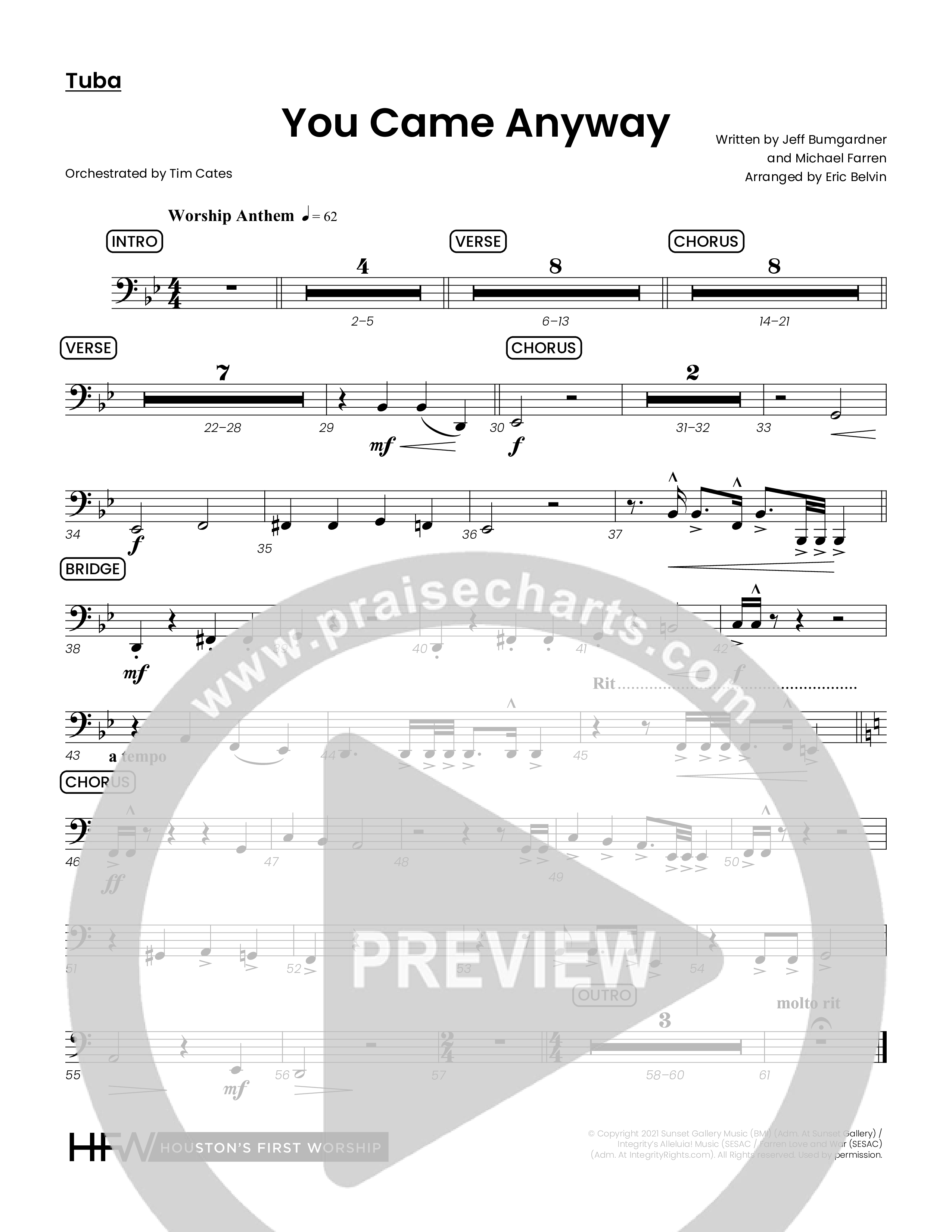 You Came Anyway (Choral Anthem SATB) Tuba (Houston's First Worship / Arr. Eric Belvin)