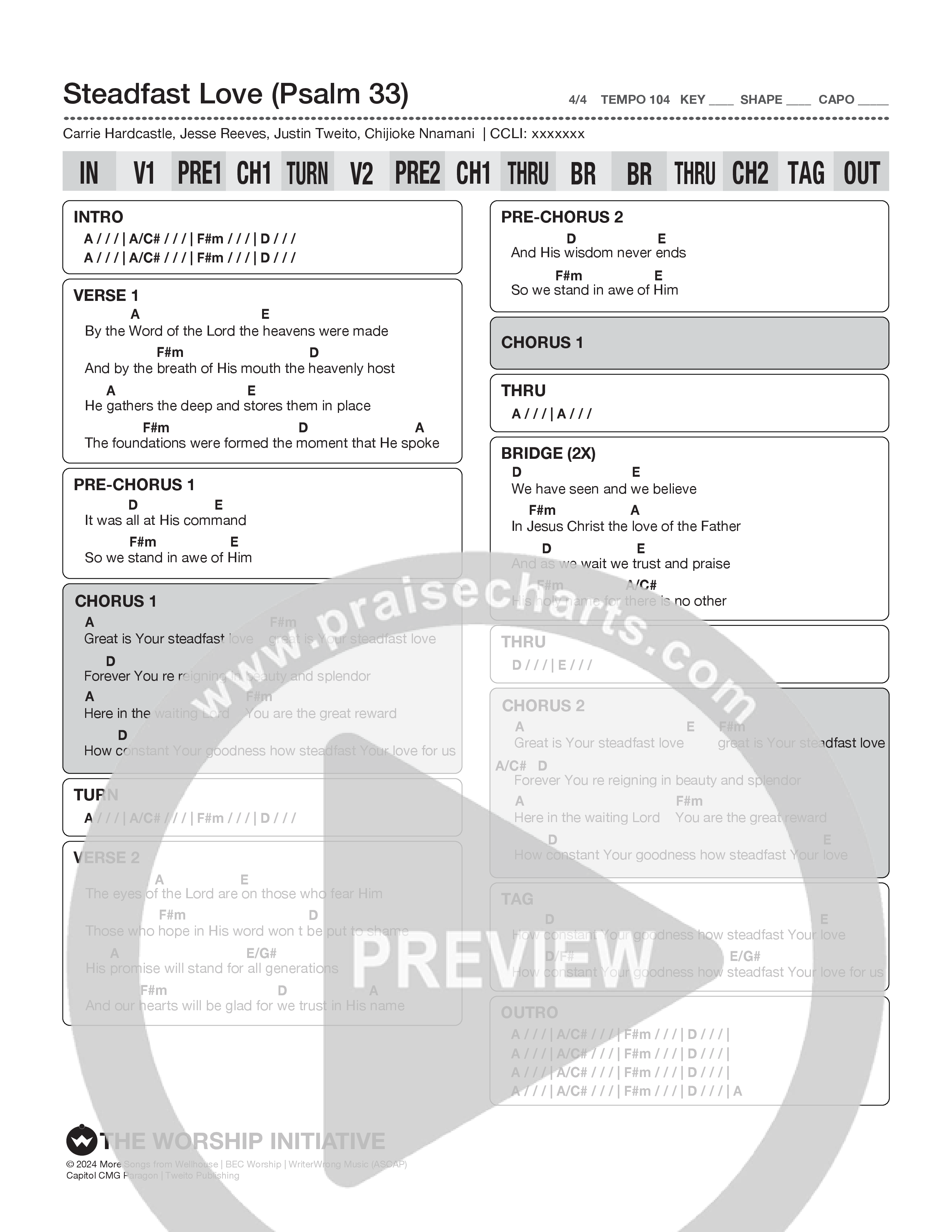Steadfast Love (Psalm 33) Chord Chart (The Worship Initiative)